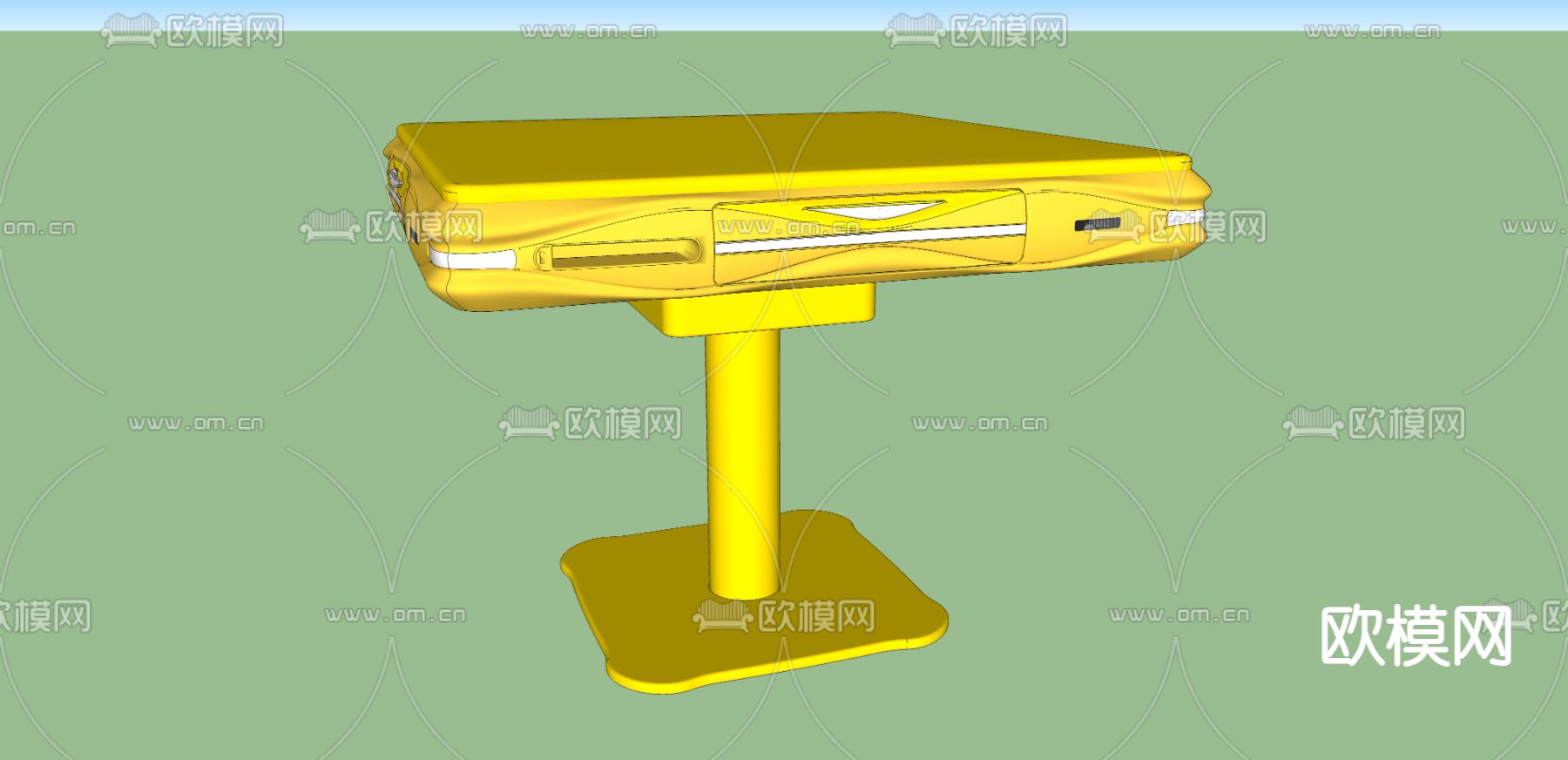 麻将桌su模型下载（渲染图2）