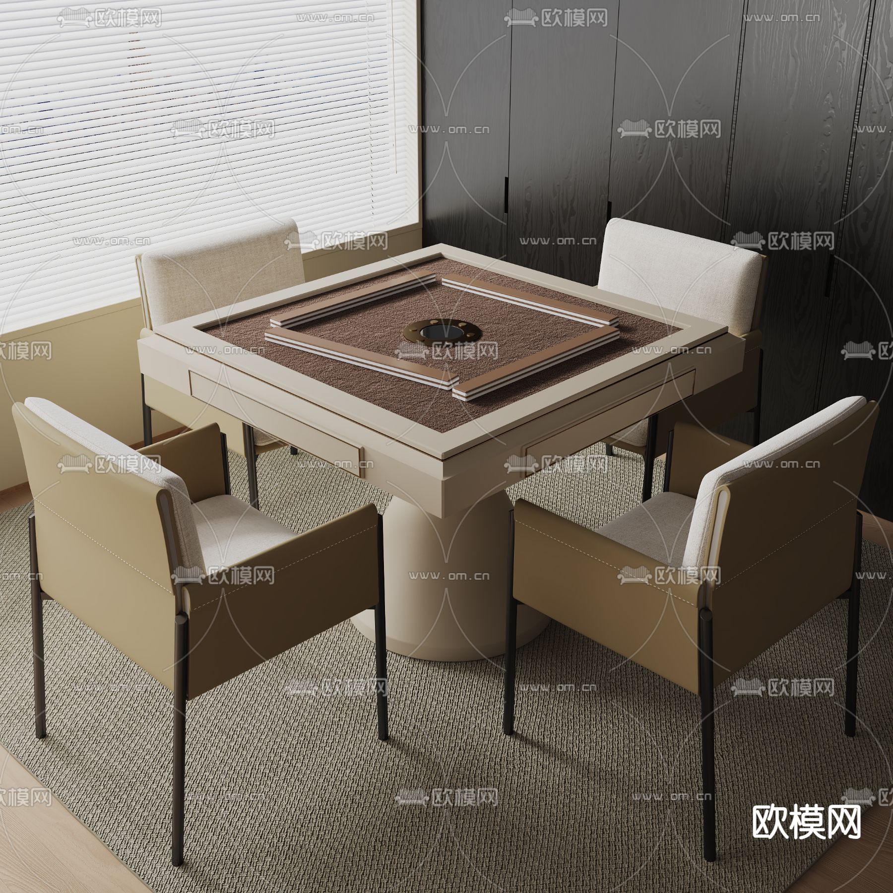 麻将桌 棋牌桌3d模型下载
