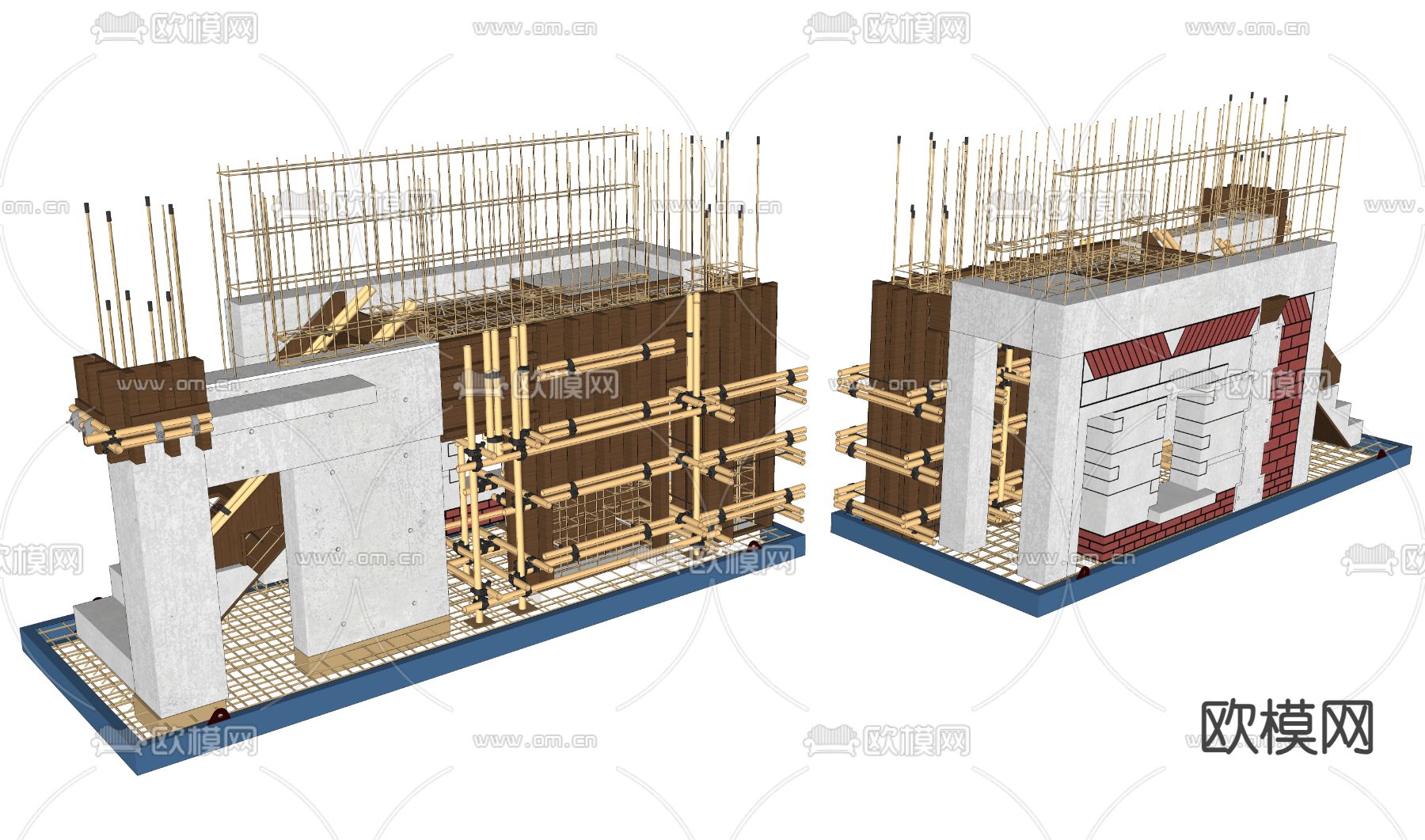 对位螺栓 工地脚手架su模型下载（渲染图4）