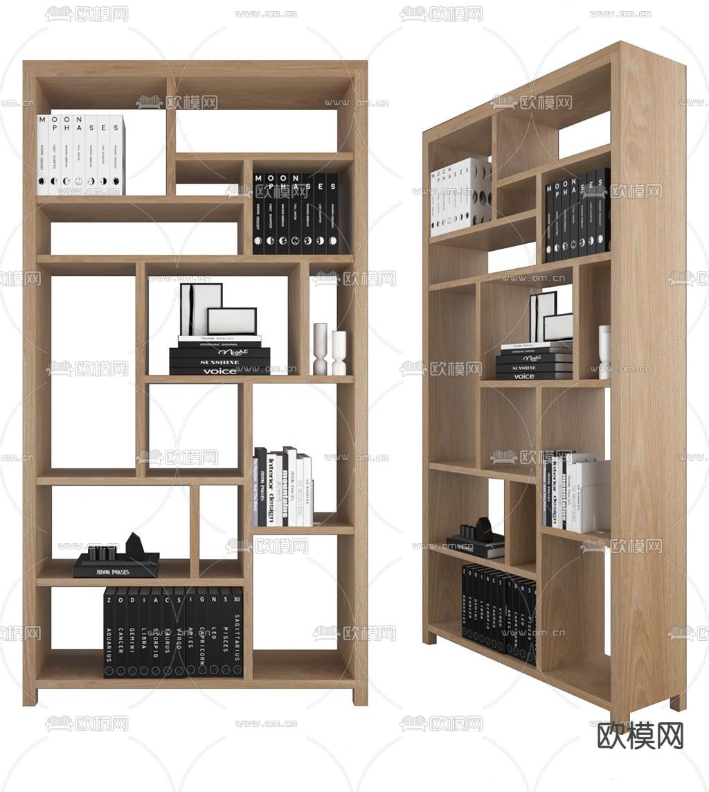 现代置物架 书架3d模型下载