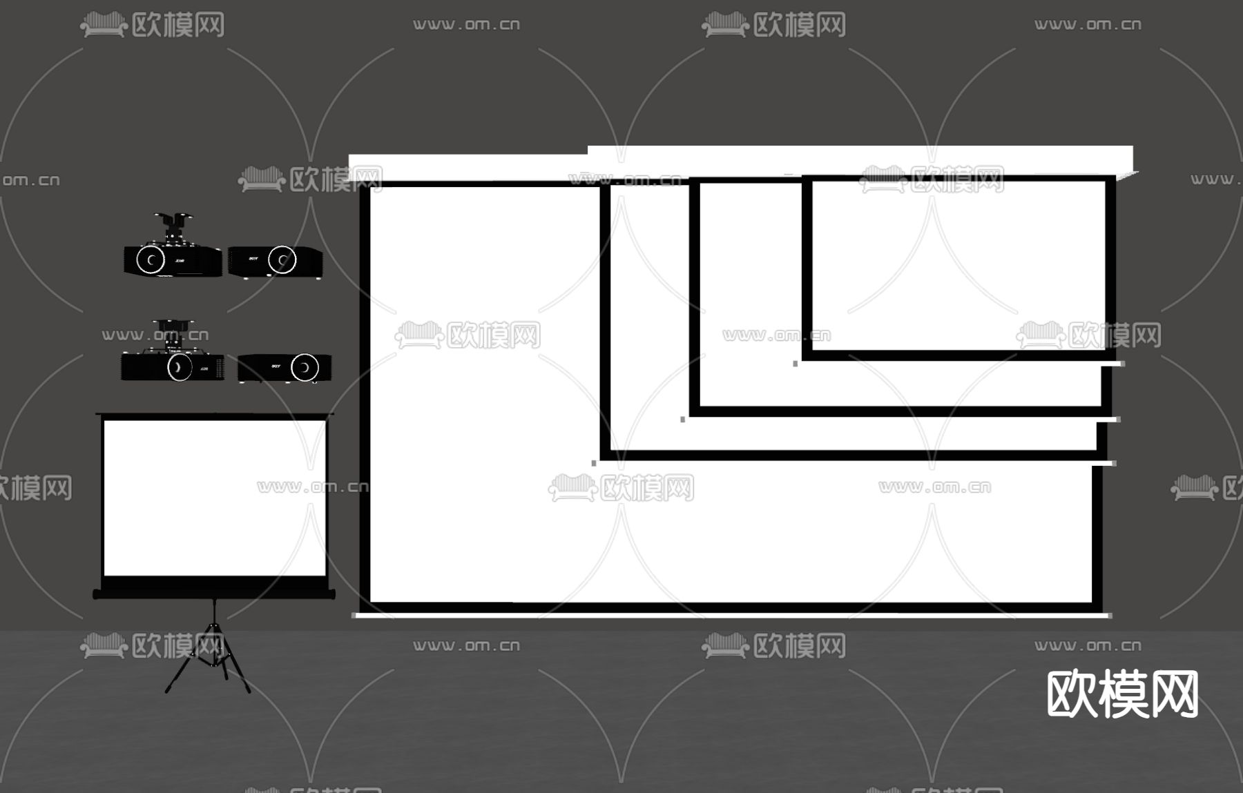 投影仪 幕布su模型下载（渲染图2）