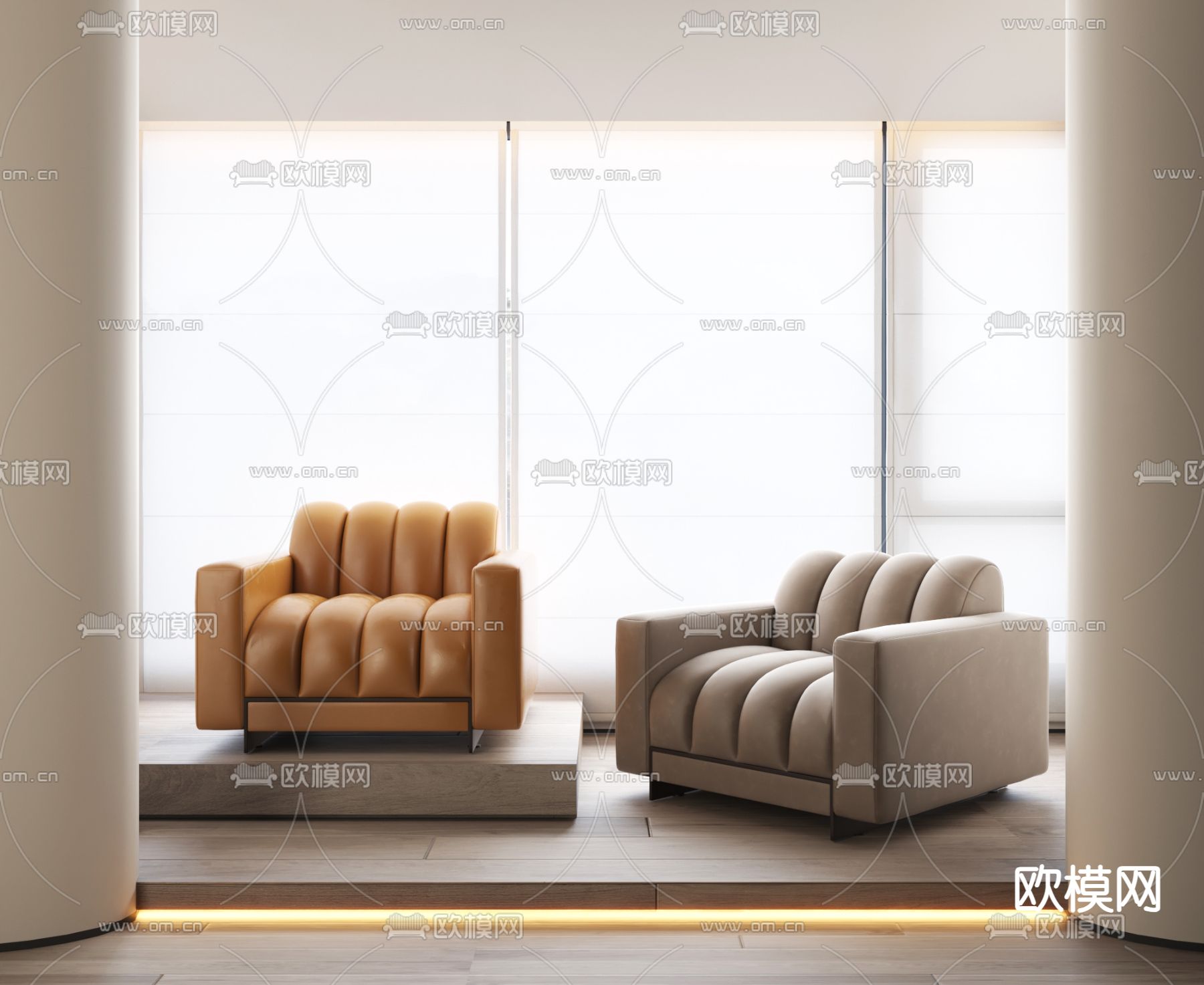 皮革沙发椅 休闲椅3d模型下载