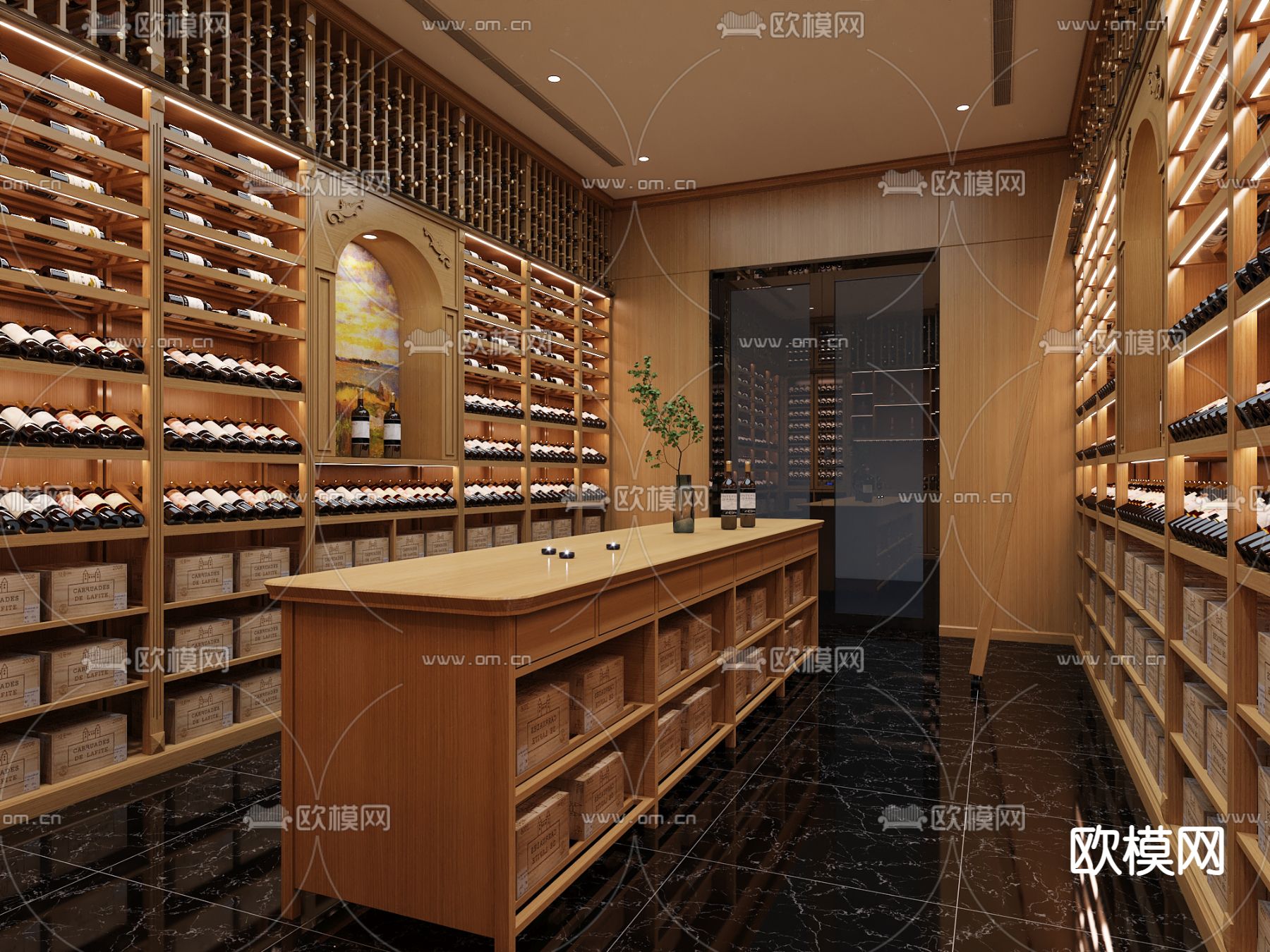 酒窖 红酒房 品酒室 存酒室3d模型下载（渲染图2）