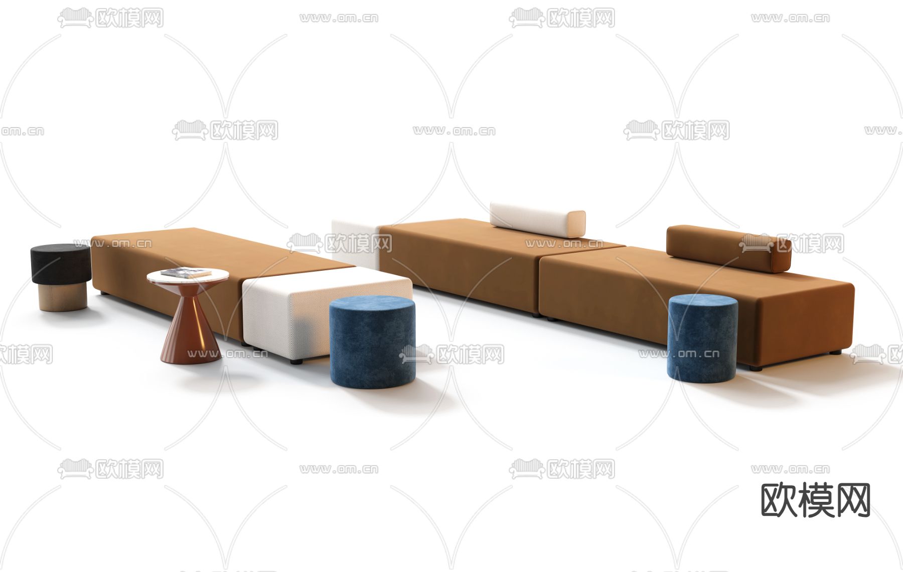 公共沙发 大堂沙发 办公沙发3d模型下载（渲染图1）