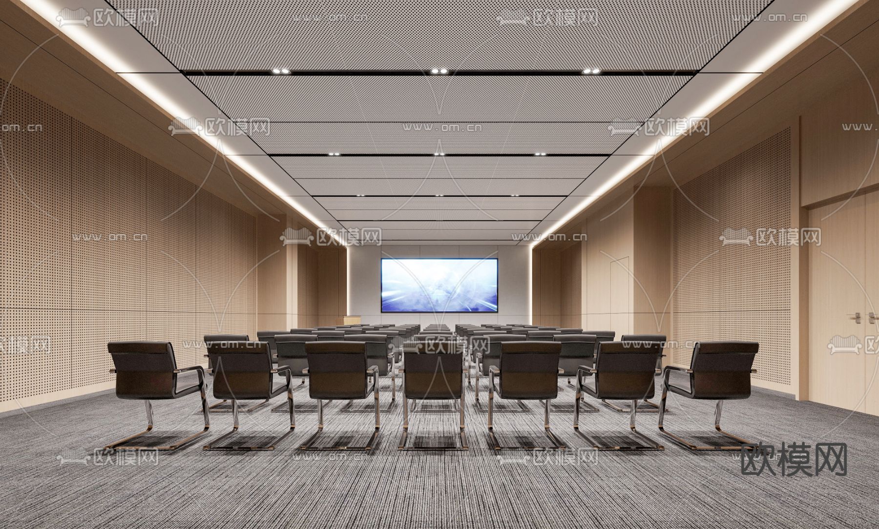 酒店会议室 会议报告厅3d模型下载