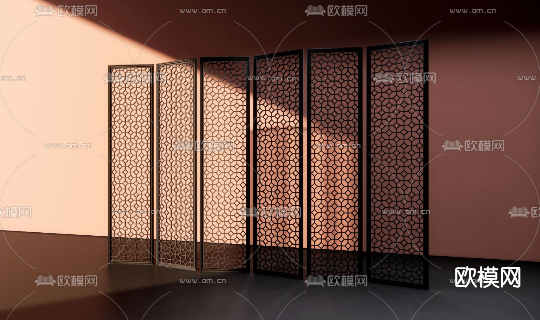 侘寂风屏风隔断su模型下载（渲染图1）