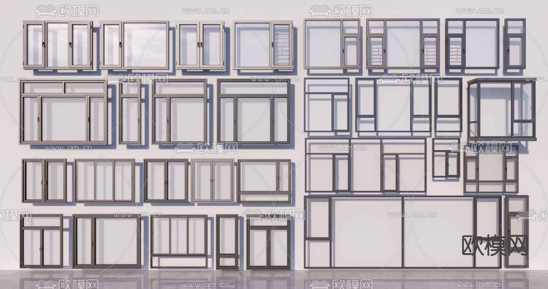 铝合金窗户su模型
