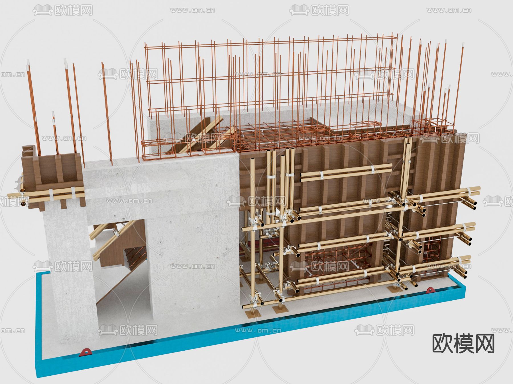 对位螺栓 工地脚手架su模型下载（渲染图1）