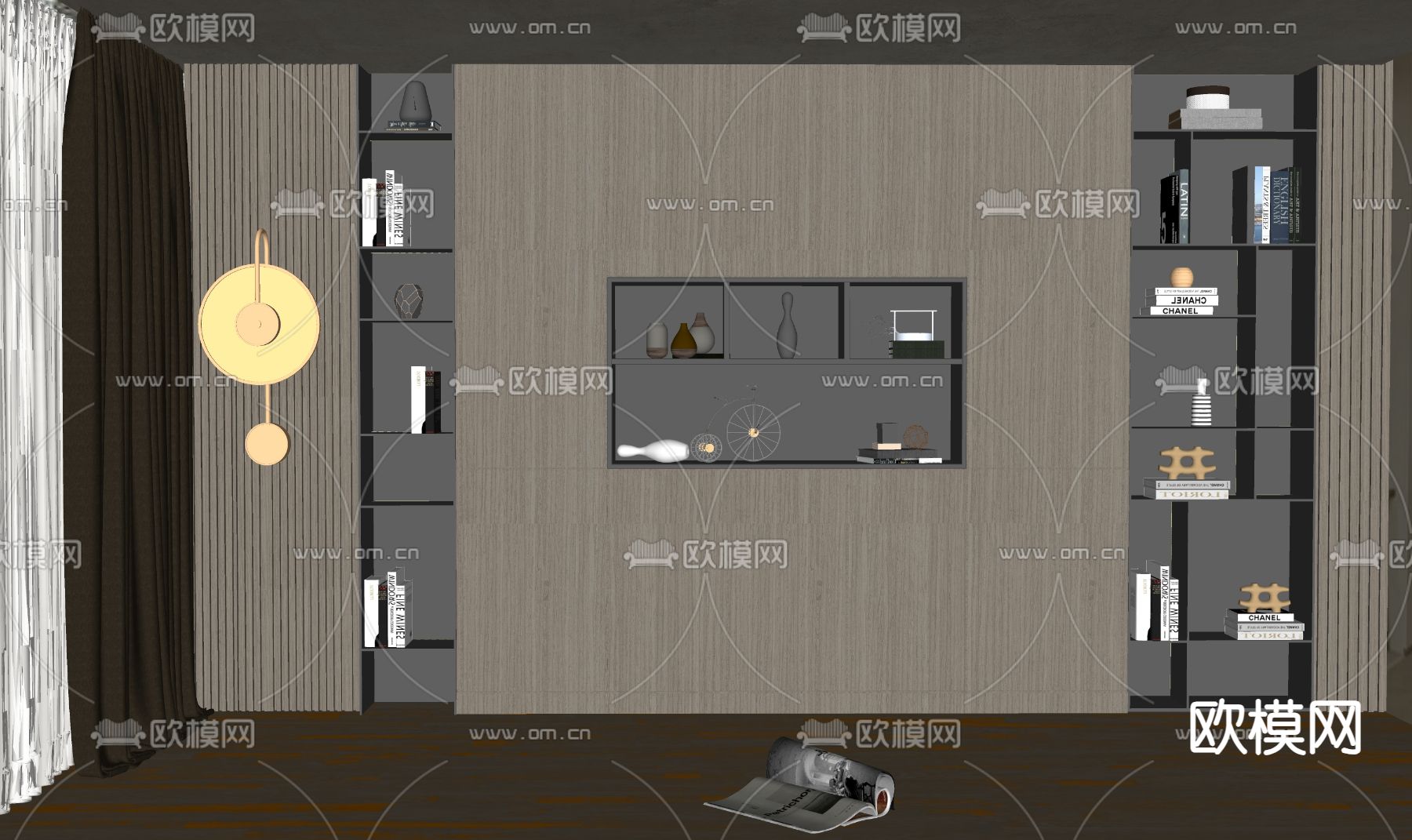 现代装饰柜su模型下载（渲染图2）