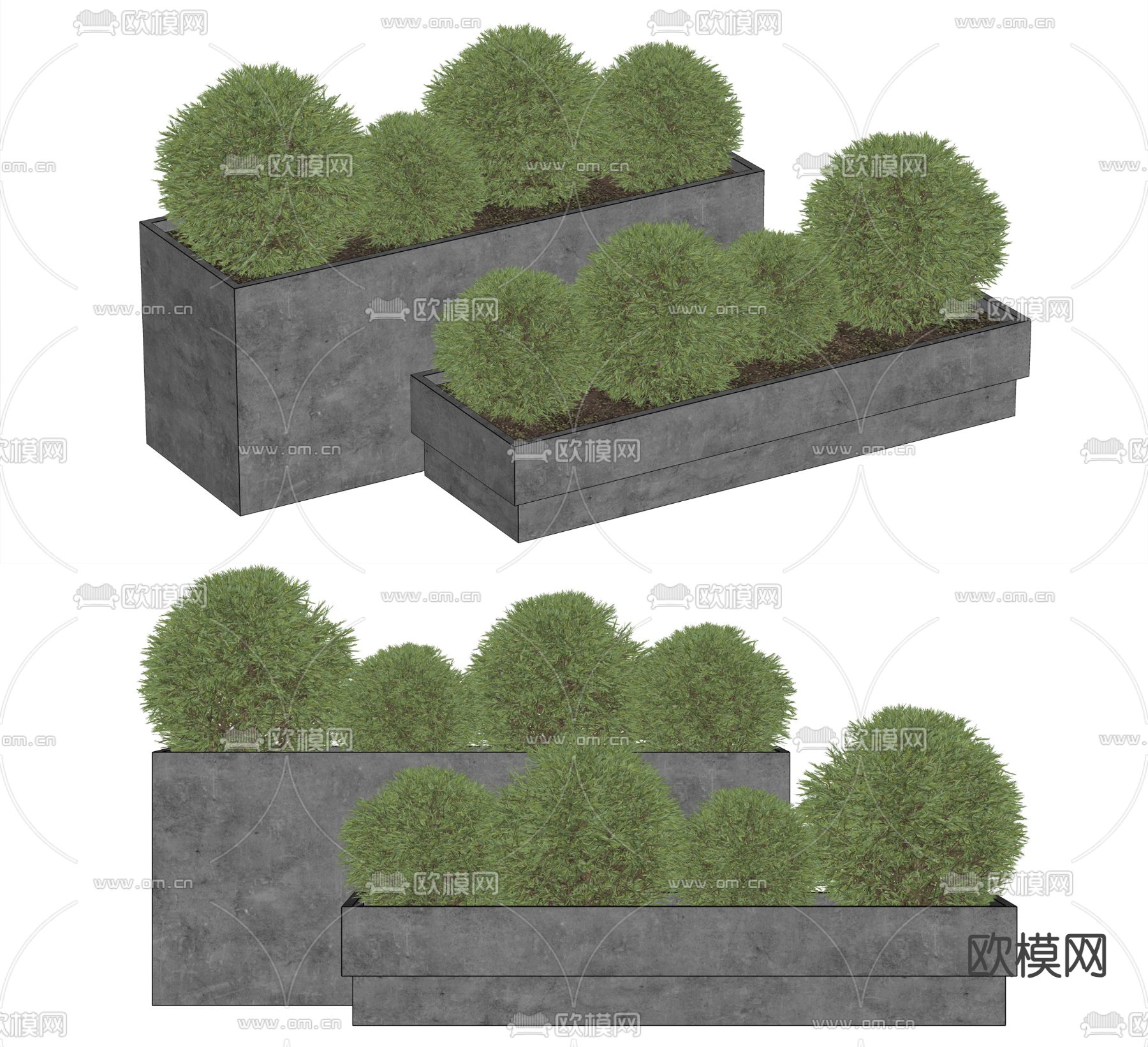 景观花坛 植物堆su模型下载（渲染图2）
