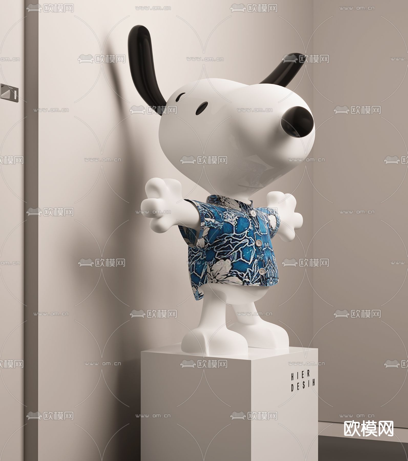 潮玩 雕塑su模型下载（渲染图1）