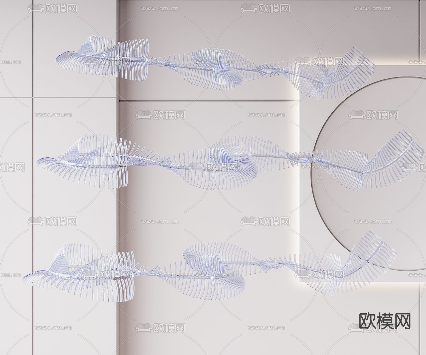 鱼骨吊灯 装饰灯 大堂灯3d模型下载