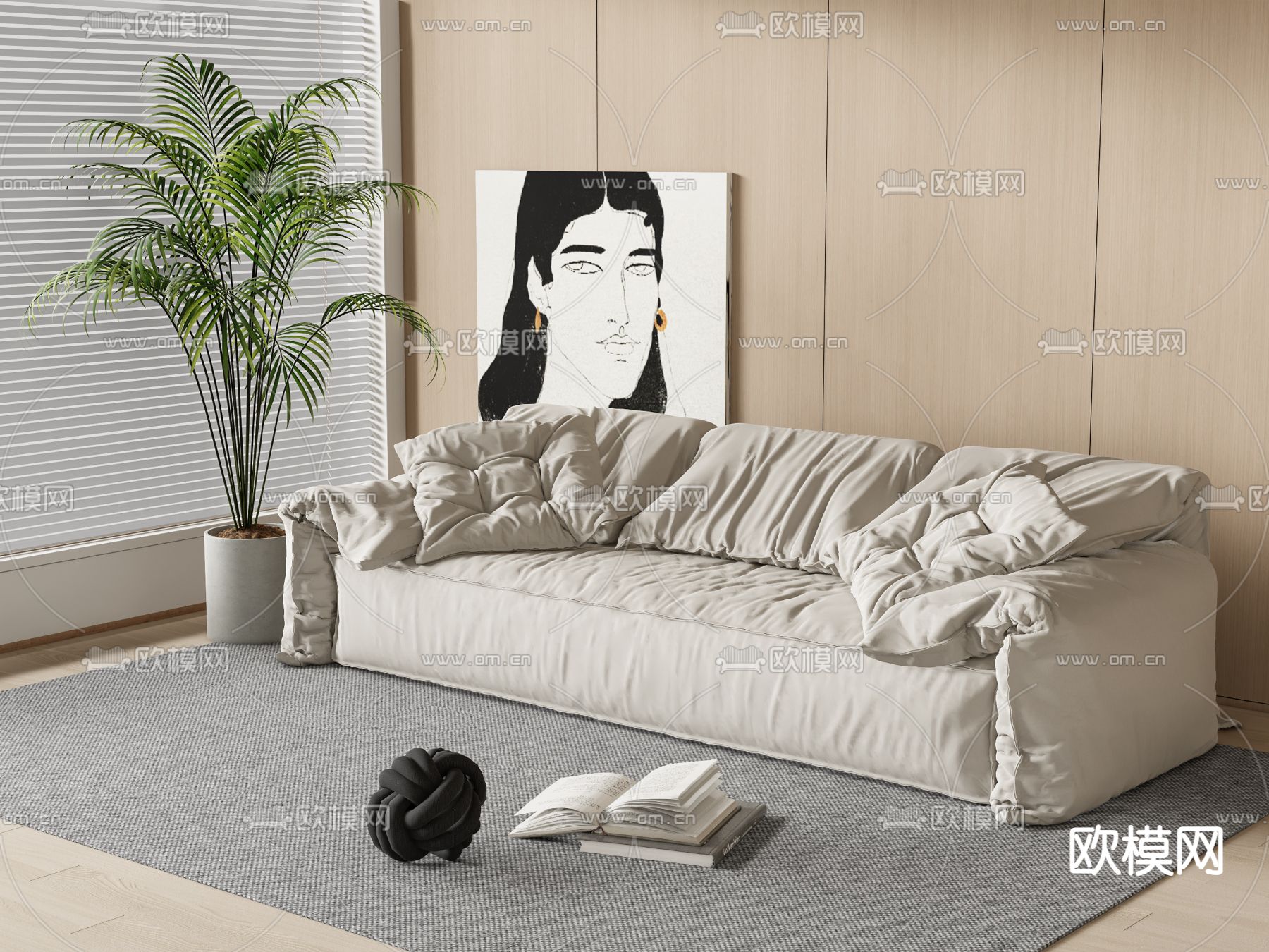 Baxter 软体沙发su模型下载（渲染图1）
