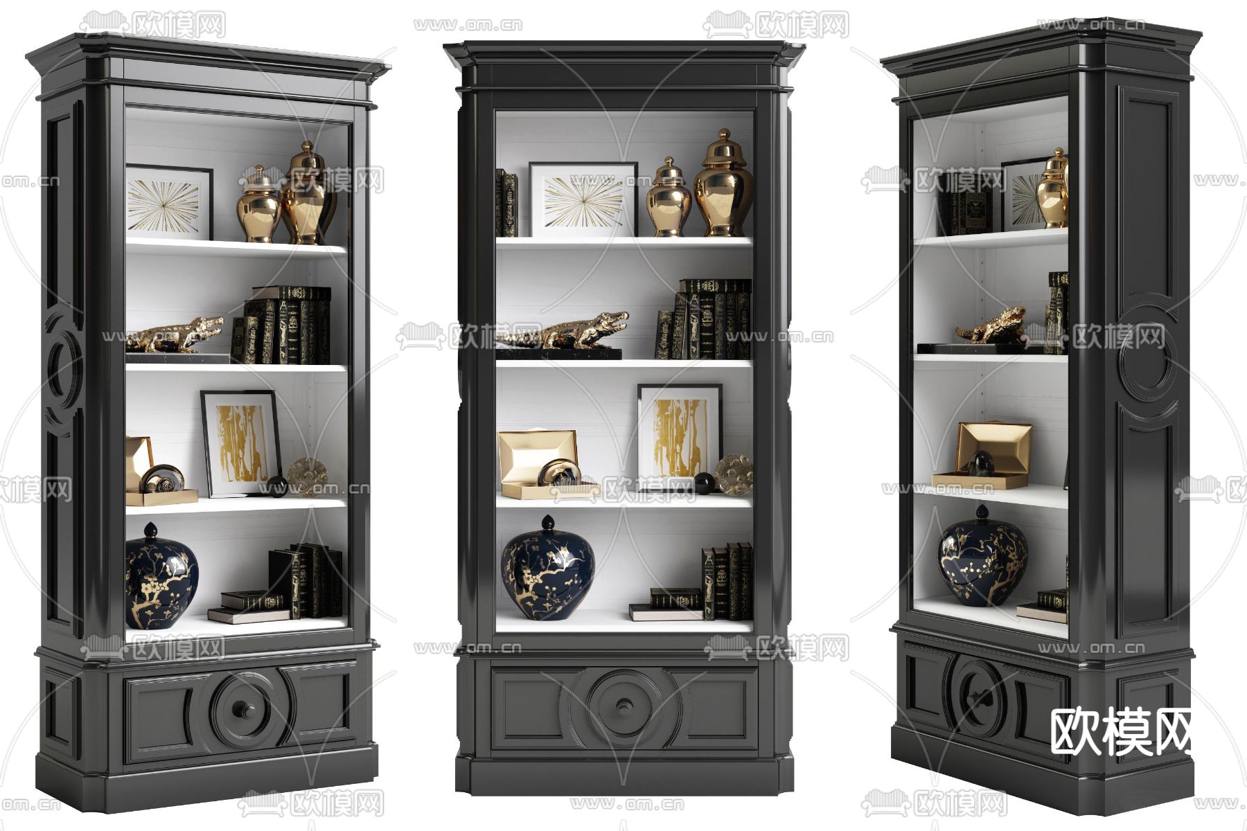 法式装饰柜 置物架3d模型下载