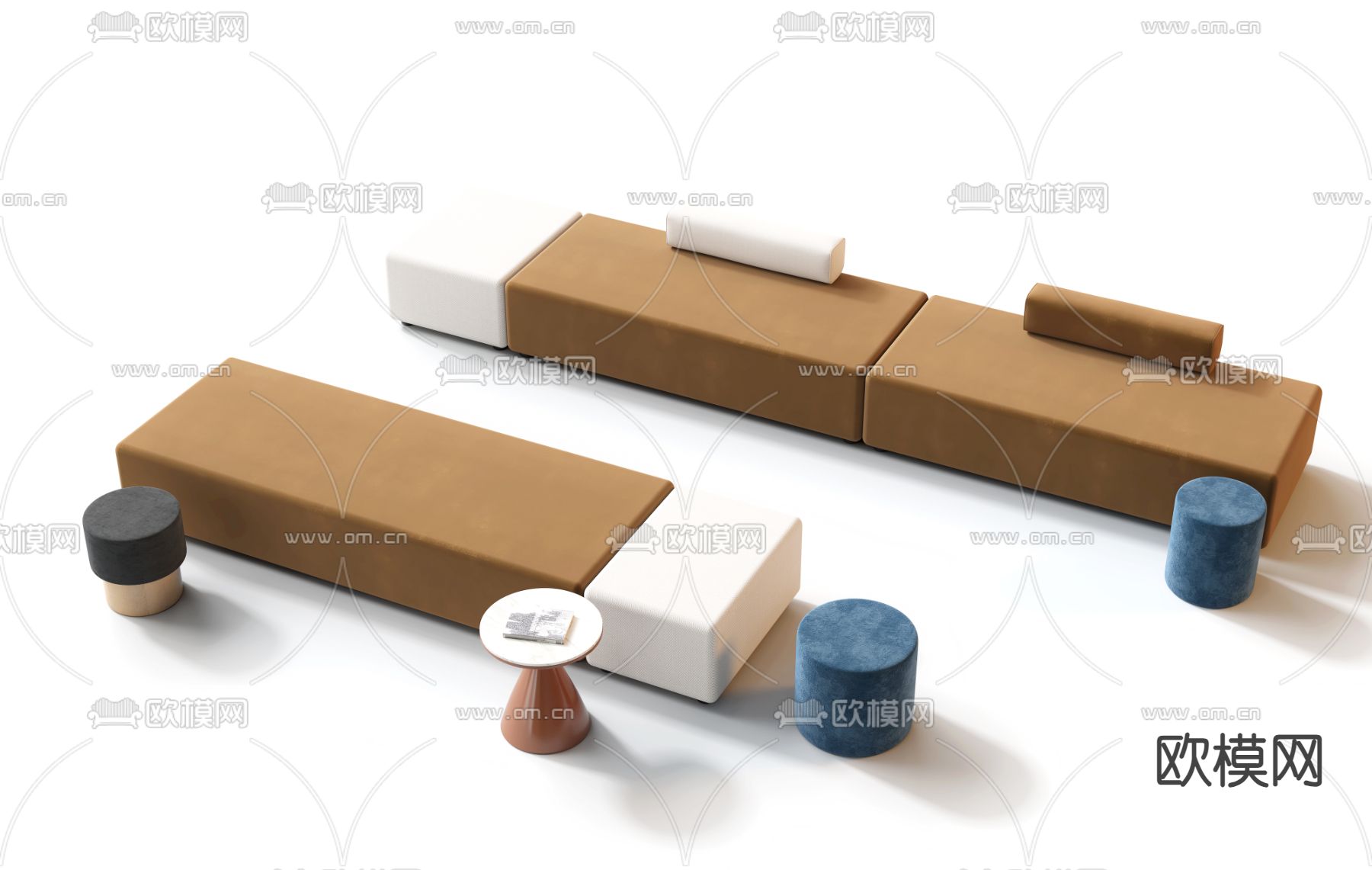 公共沙发 大堂沙发 办公沙发3d模型下载（渲染图2）