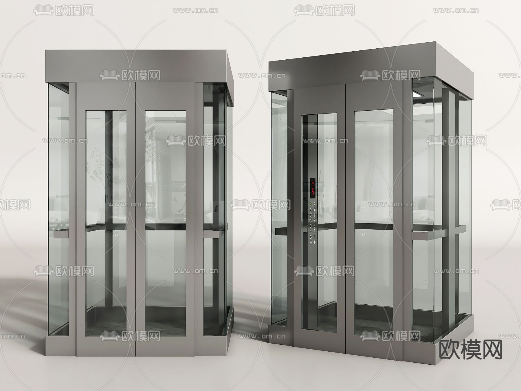 电梯轿厢 观光电梯3d模型下载