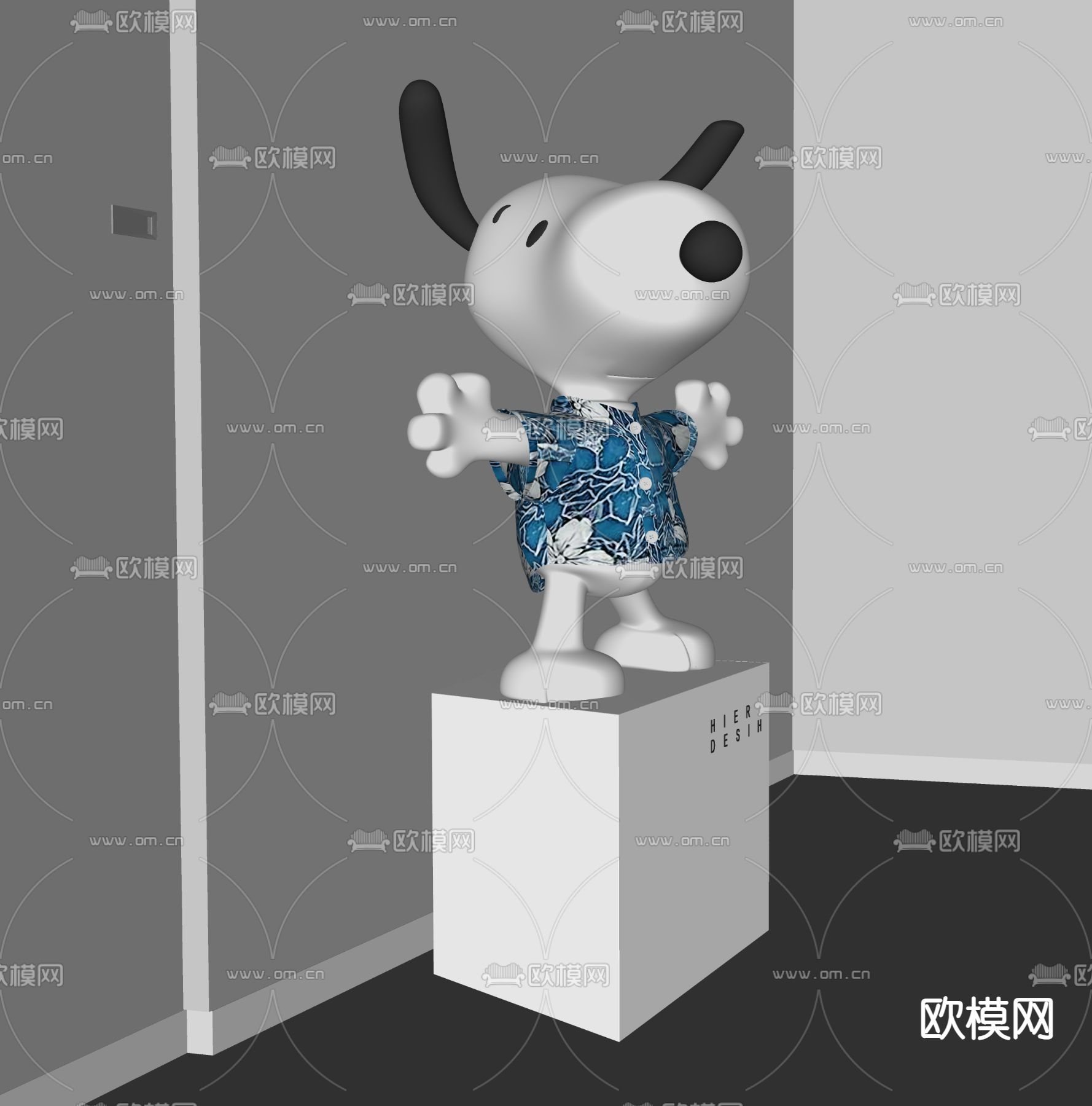 潮玩 雕塑su模型下载（渲染图2）