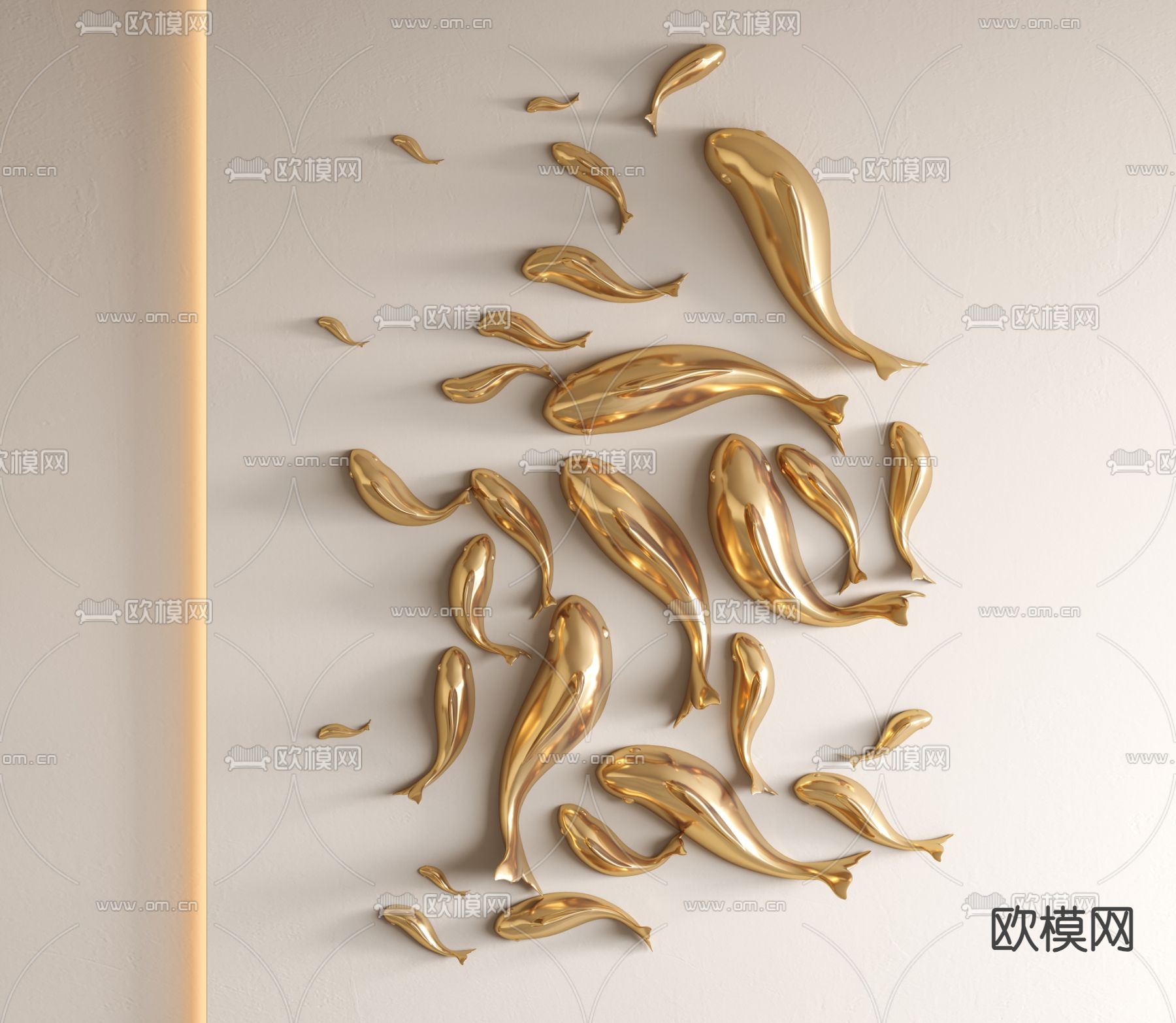 鲤鱼墙饰 鱼挂饰3d模型下载