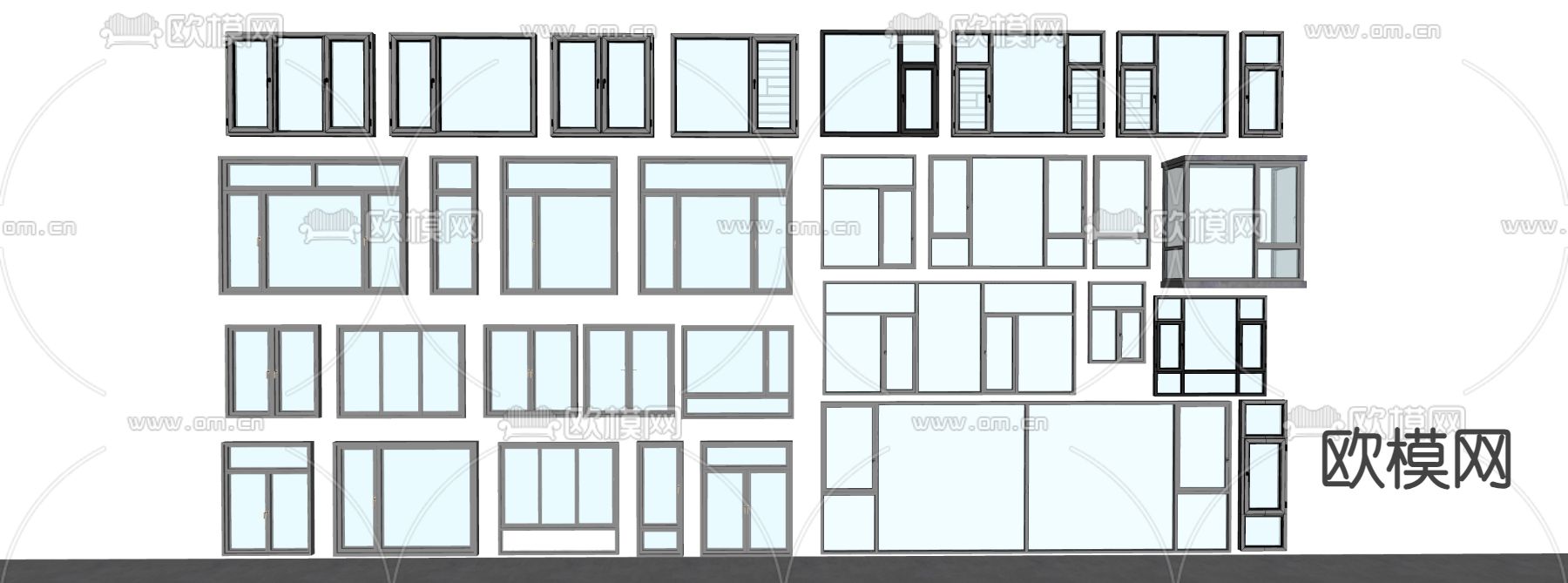 铝合金窗户su模型