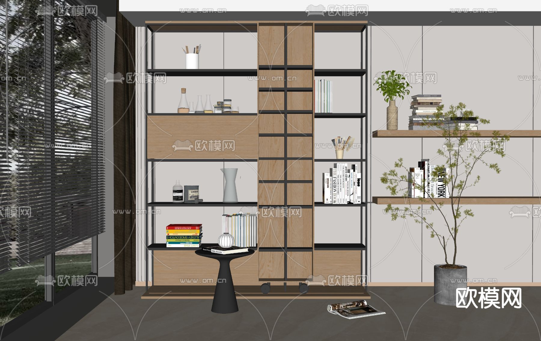 现代置物架su模型下载（渲染图2）