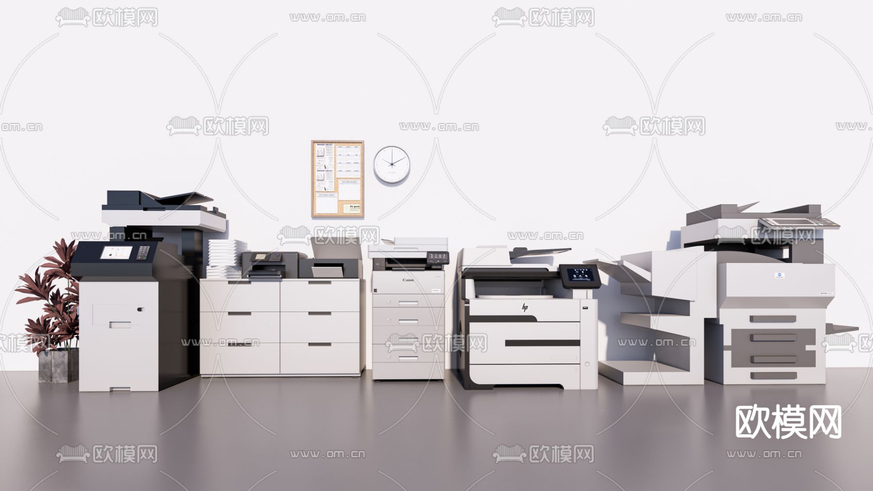 储存柜 打印机 复印机 饮水机su模型下载（渲染图1）