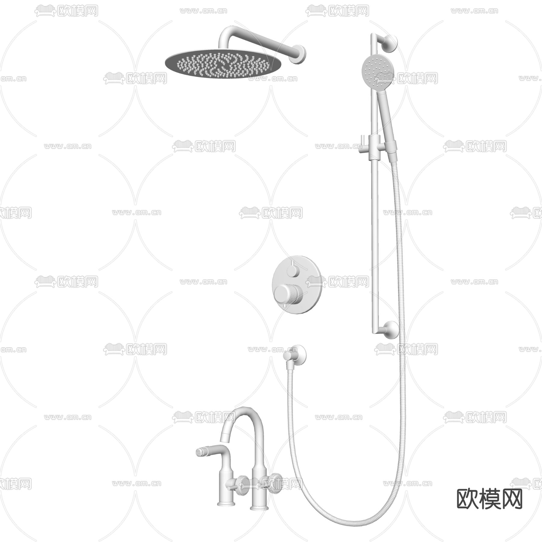 淋雨花洒 龙头su模型