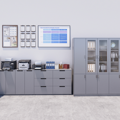  储存柜 打印机 复印机 饮水机su模型 