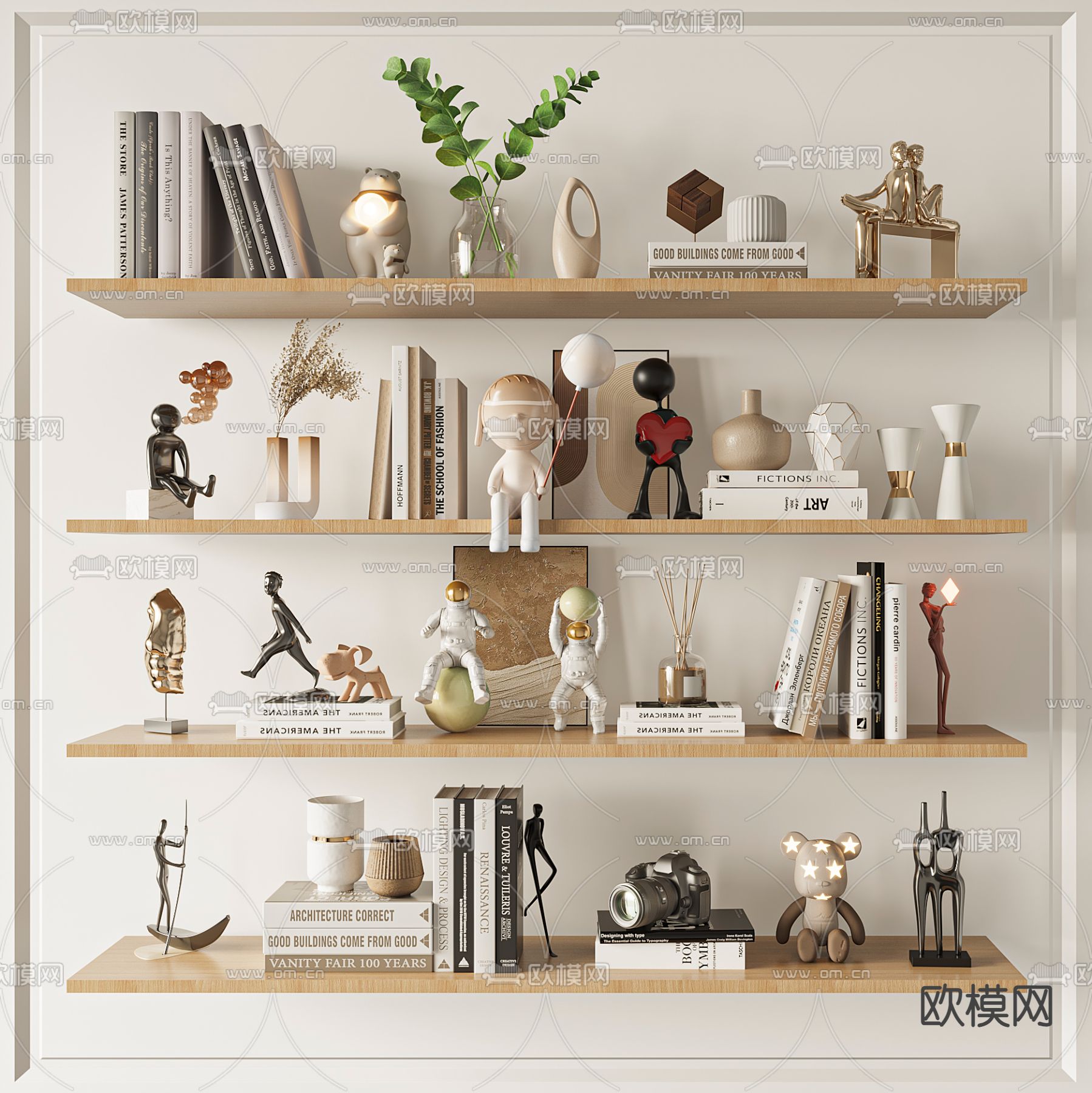 装饰品 雕塑摆件 书本 花瓶3d模型下载