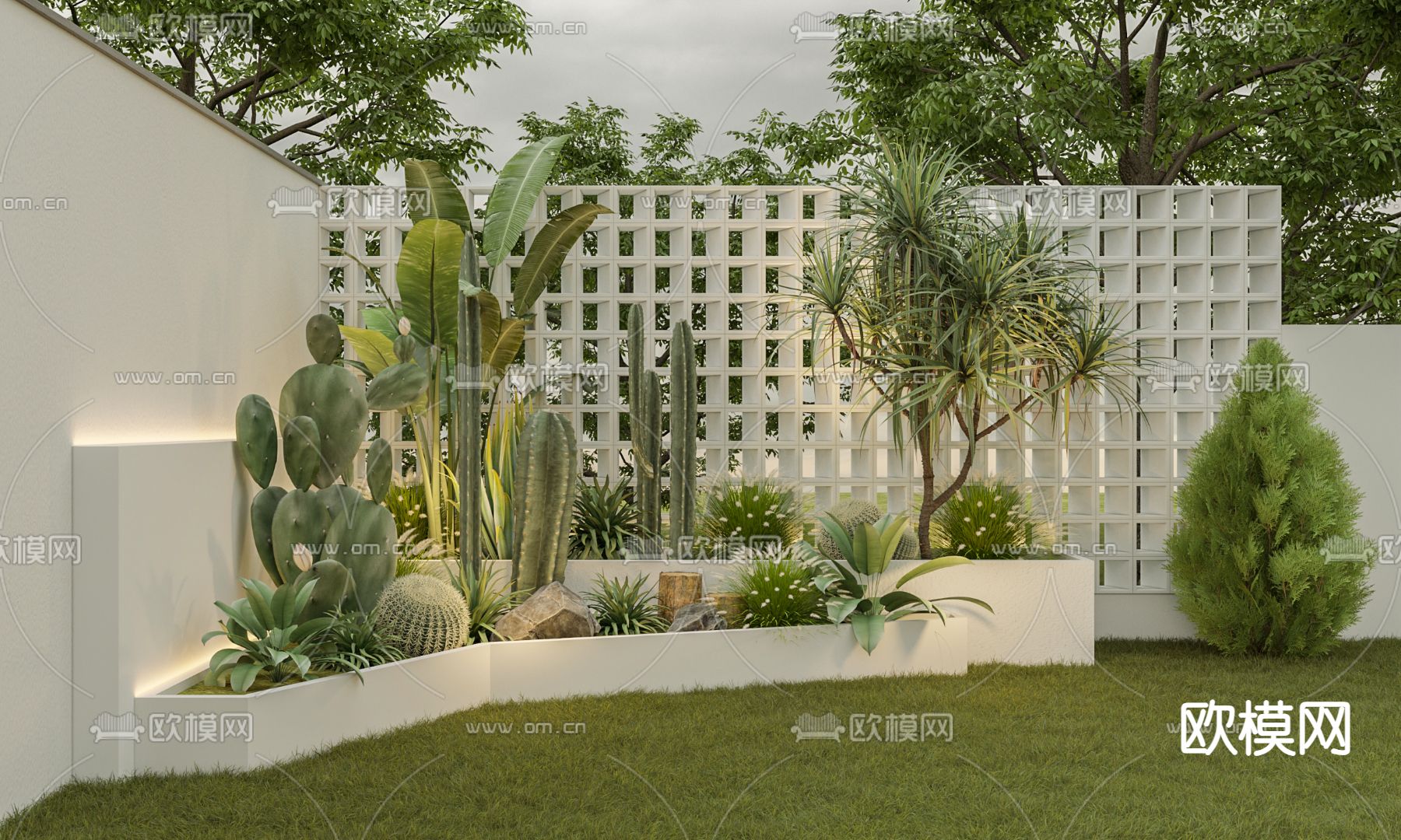 网红花园 植物堆3d模型下载