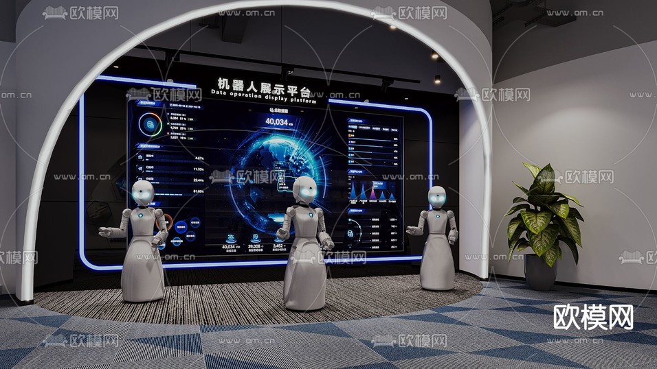 科技展厅 机器人展厅 电子展厅3d模型下载