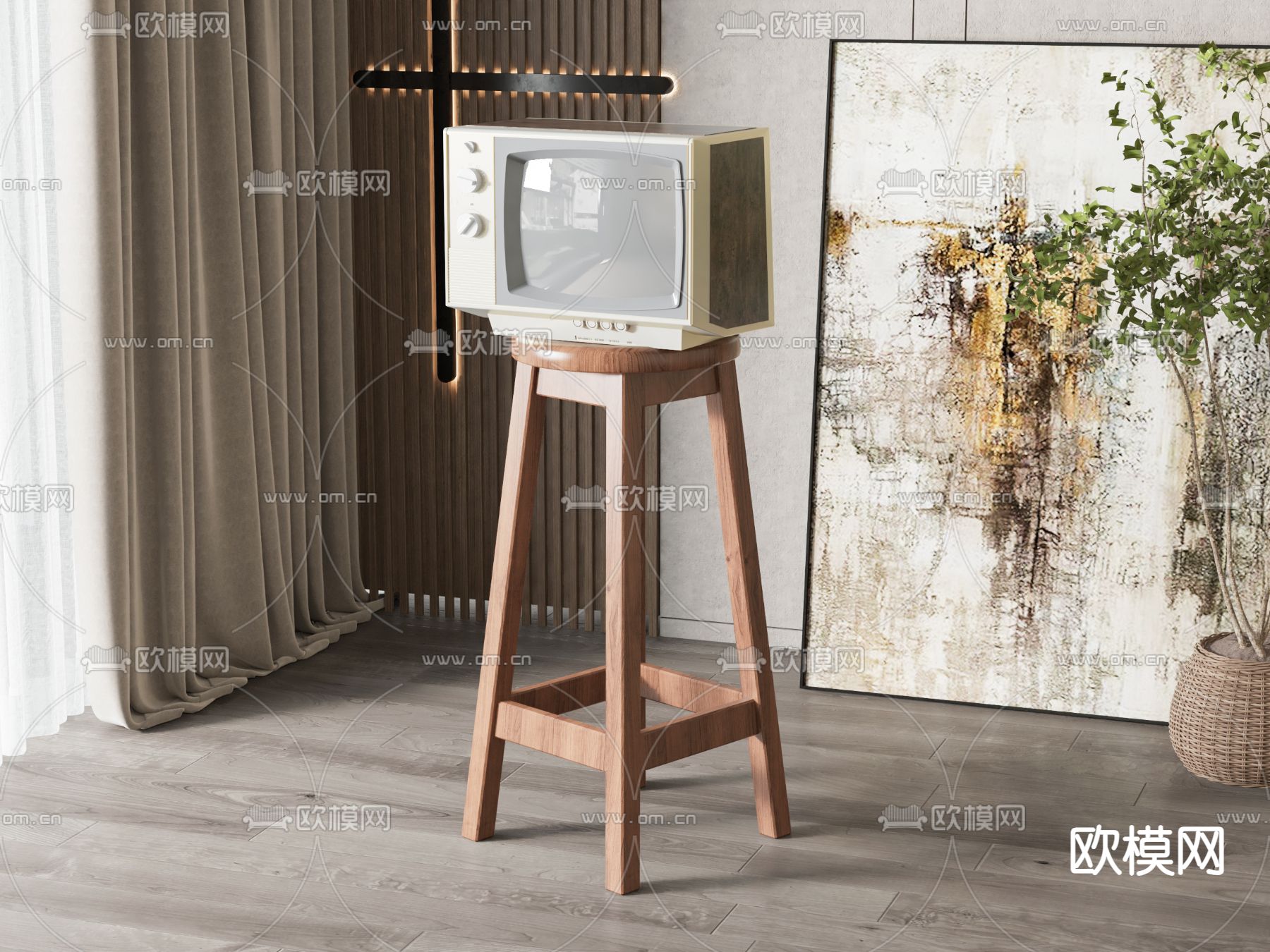 电视机su模型下载（渲染图1）