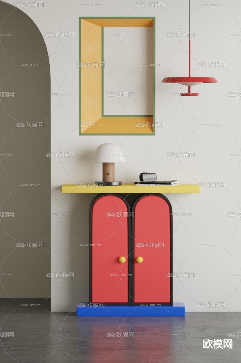 孟菲斯端景台 条案3d模型下载