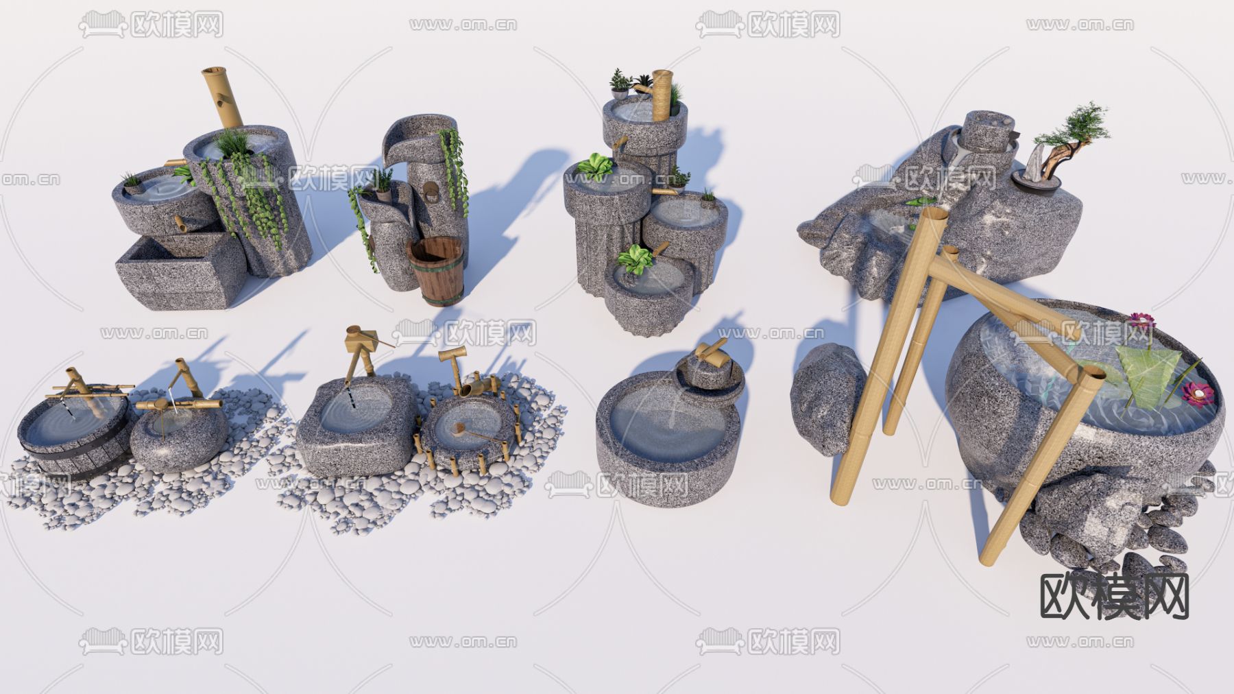 景观小品 石槽 水钵su模型