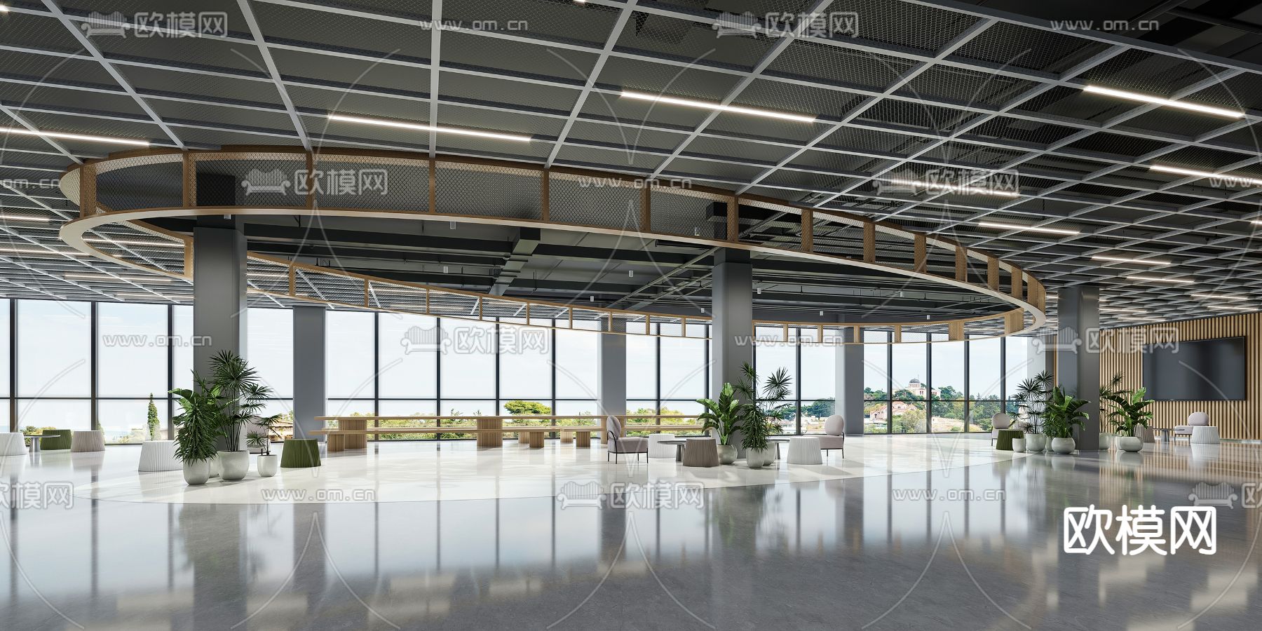 办公室前厅 休息区3d模型下载