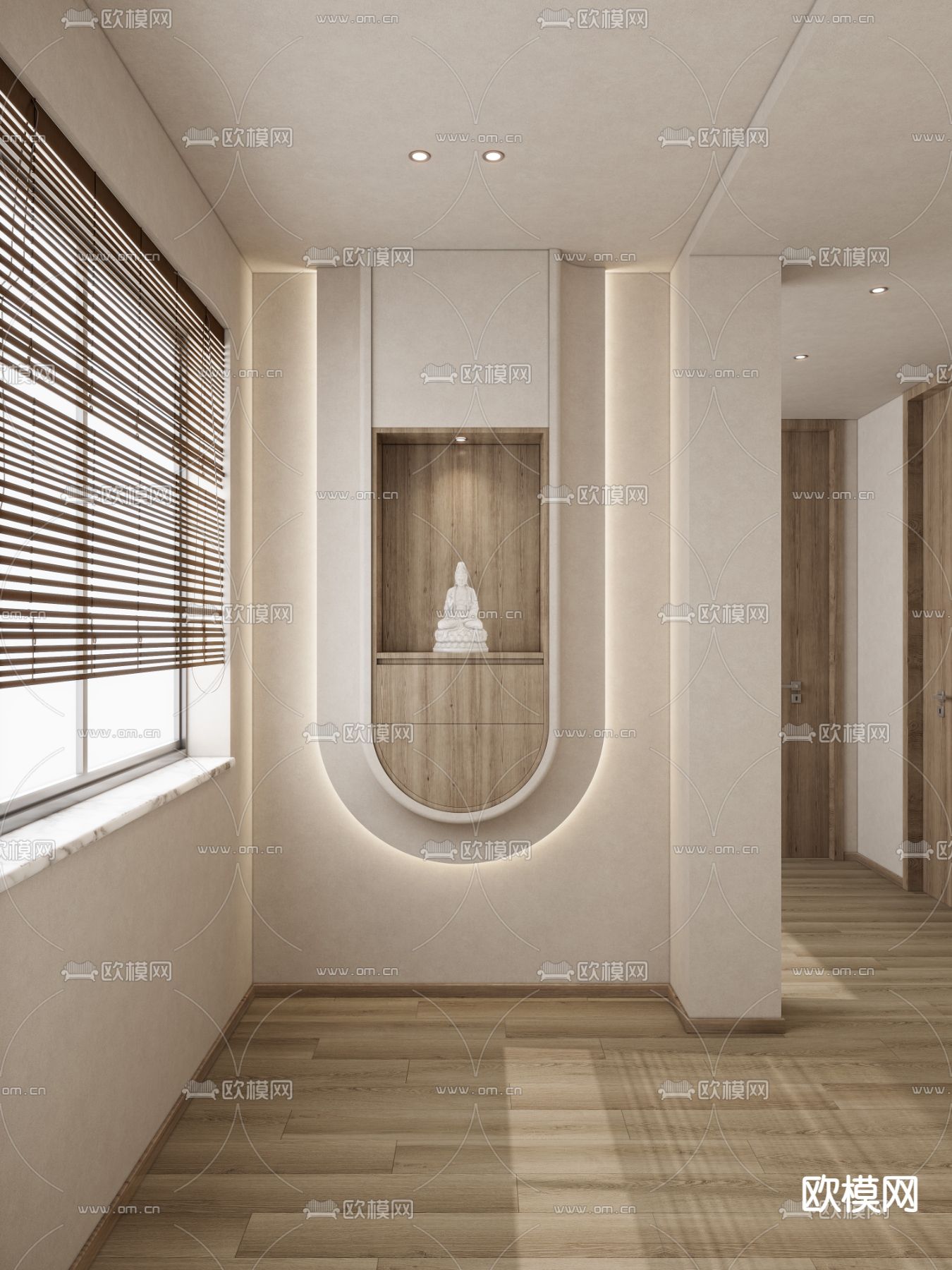 侘寂门厅 玄关过道3d模型下载（渲染图1）