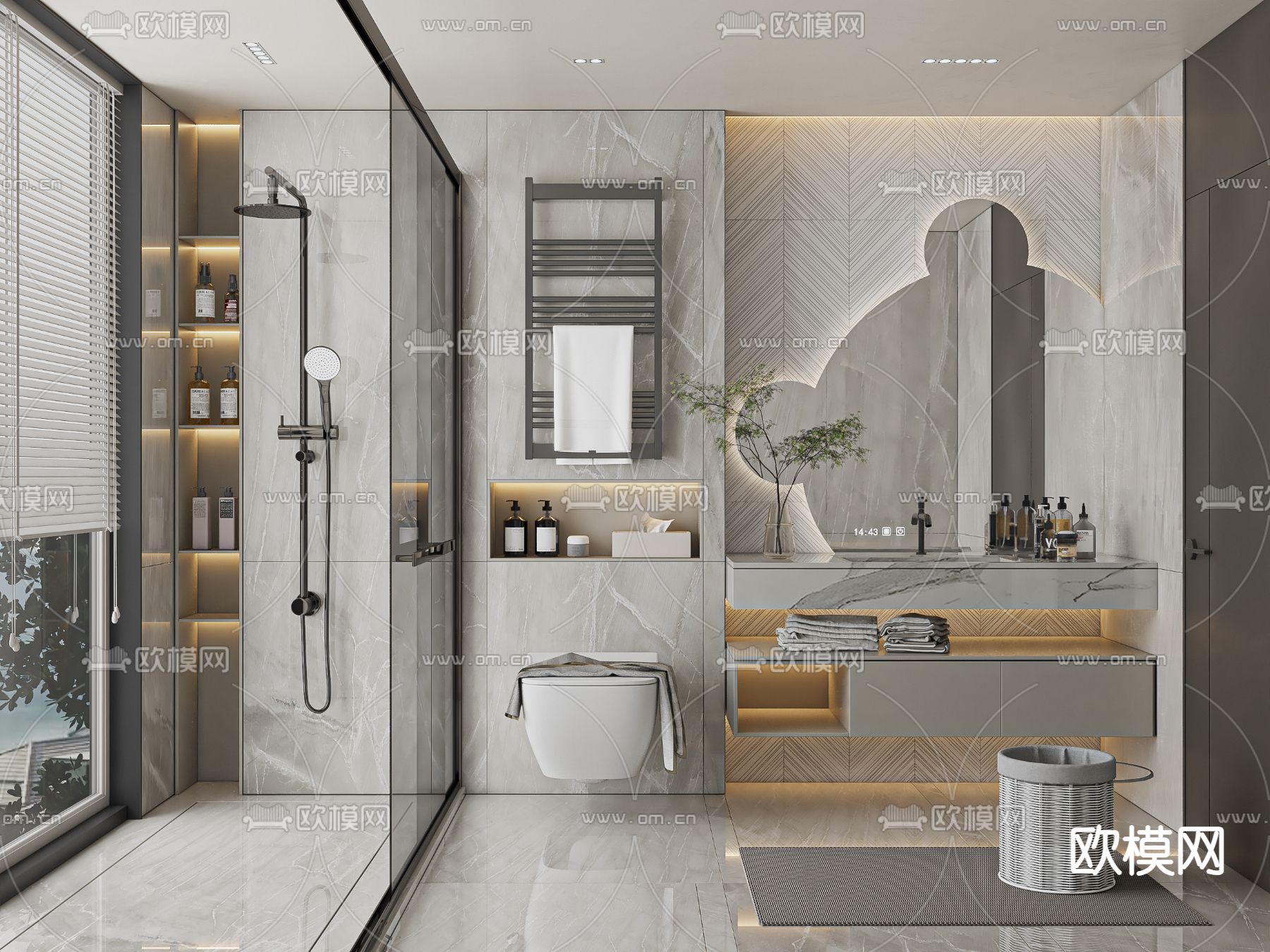 现代卫生间 浴室su模型下载（渲染图1）