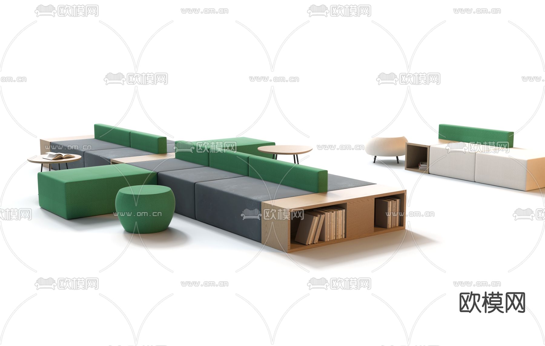 公共沙发 大堂沙发 卡座沙发3d模型下载（渲染图2）