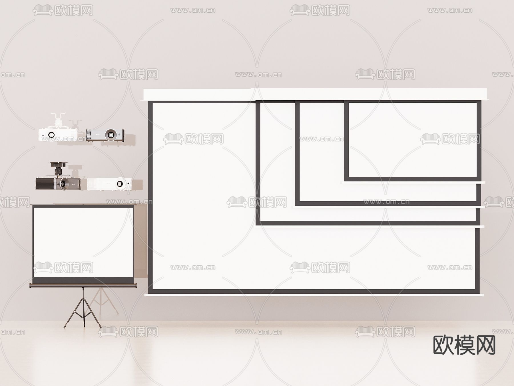 投影仪 幕布su模型下载（渲染图1）