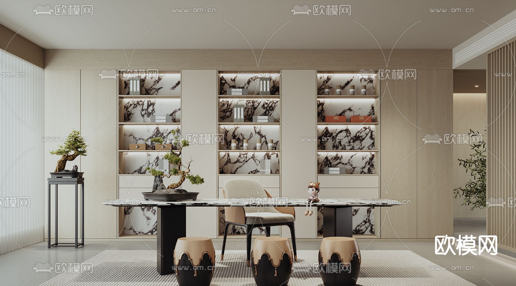 现代茶室3d模型下载