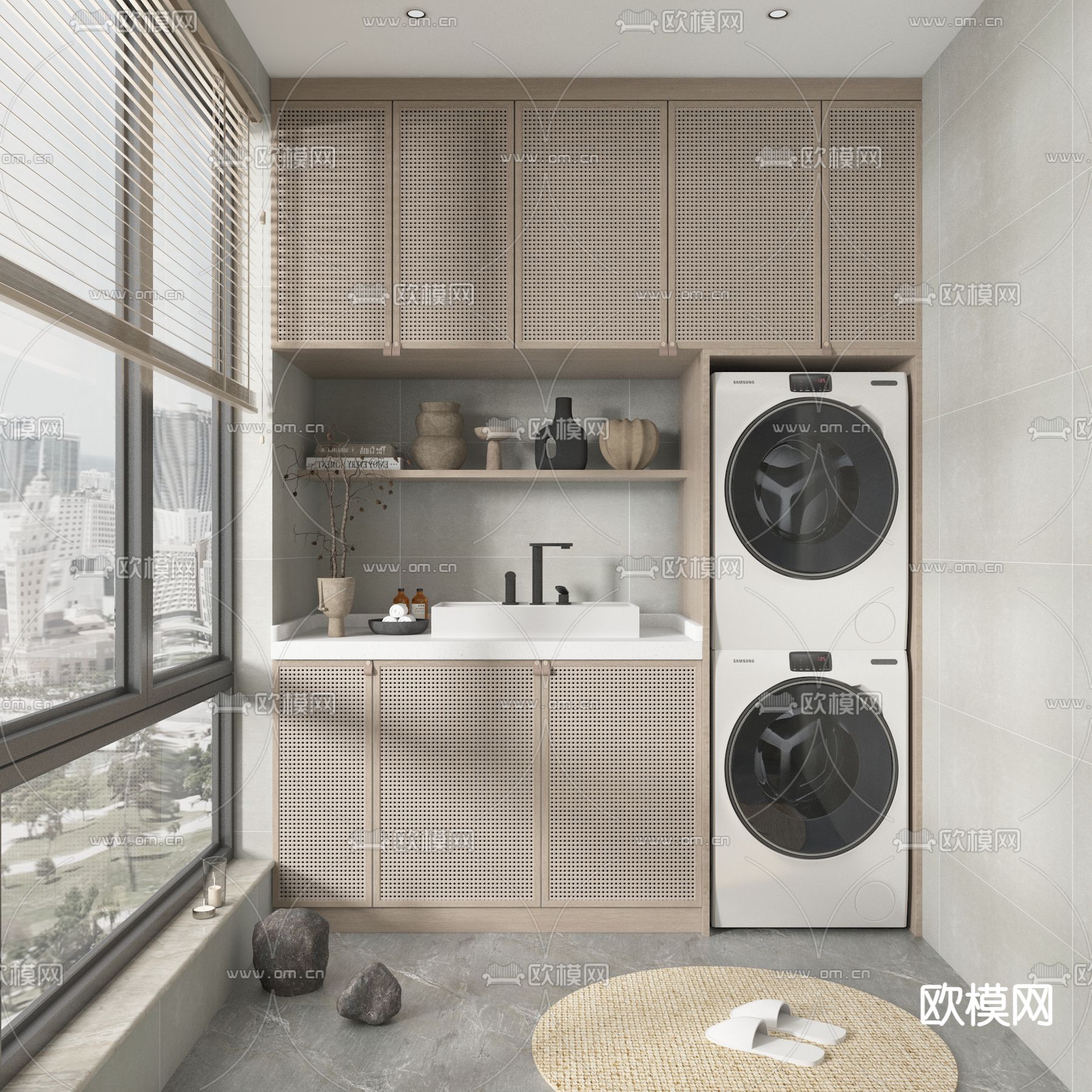 侘寂阳台 洗衣房3d模型下载