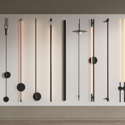 条形壁灯 金属壁灯su模型