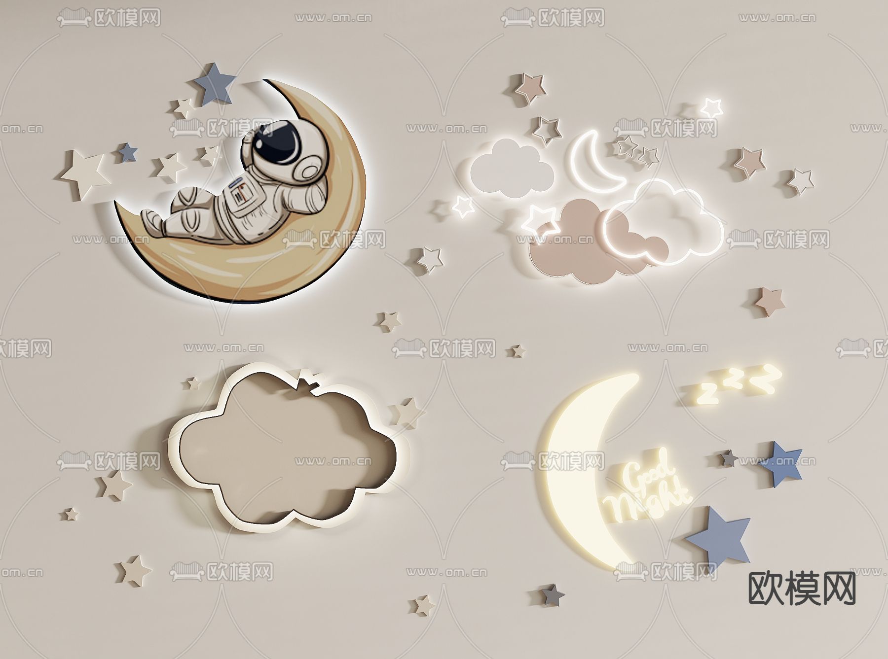 卡通壁灯 儿童壁灯3d模型下载