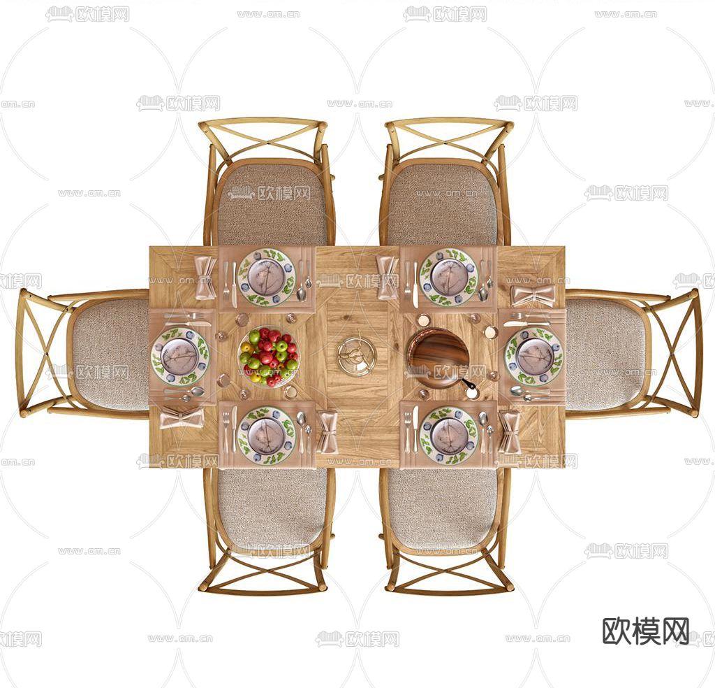 北欧餐桌椅3d模型下载（渲染图4）