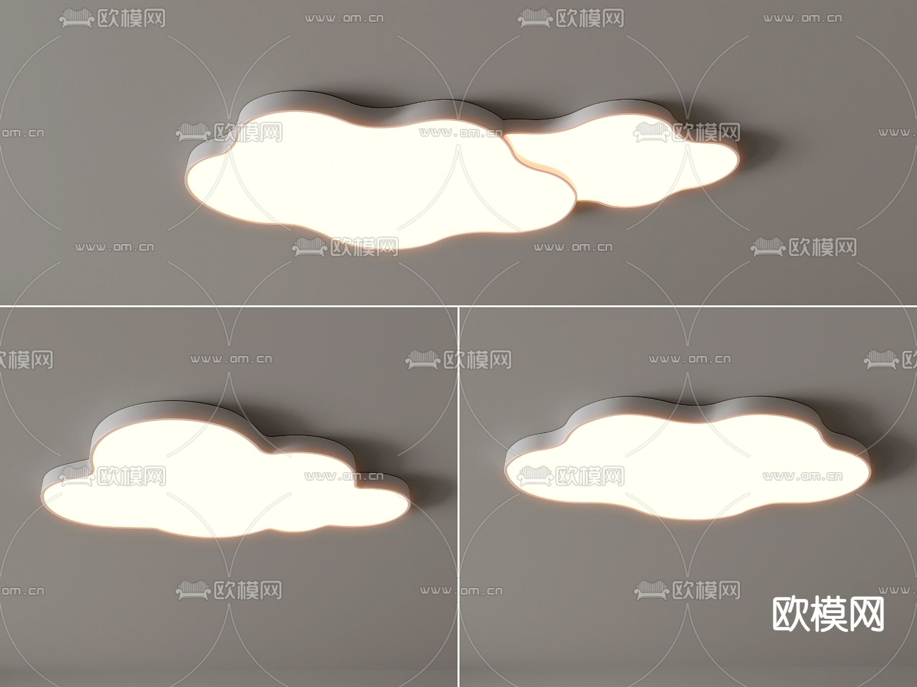 奶油风吸顶灯 云朵吸顶灯3d模型下载