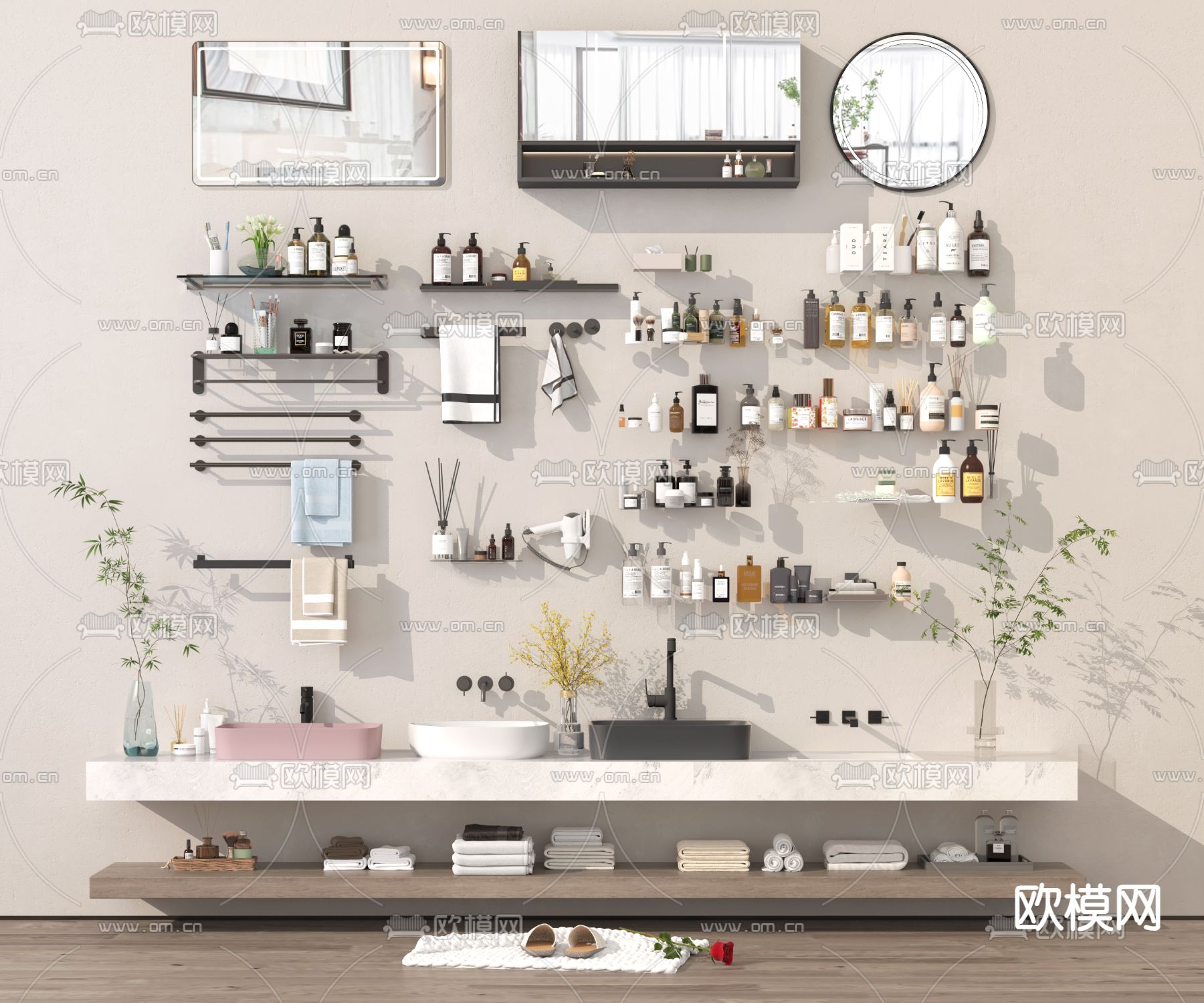 毛巾挂件 洗浴用品su模型下载（渲染图1）