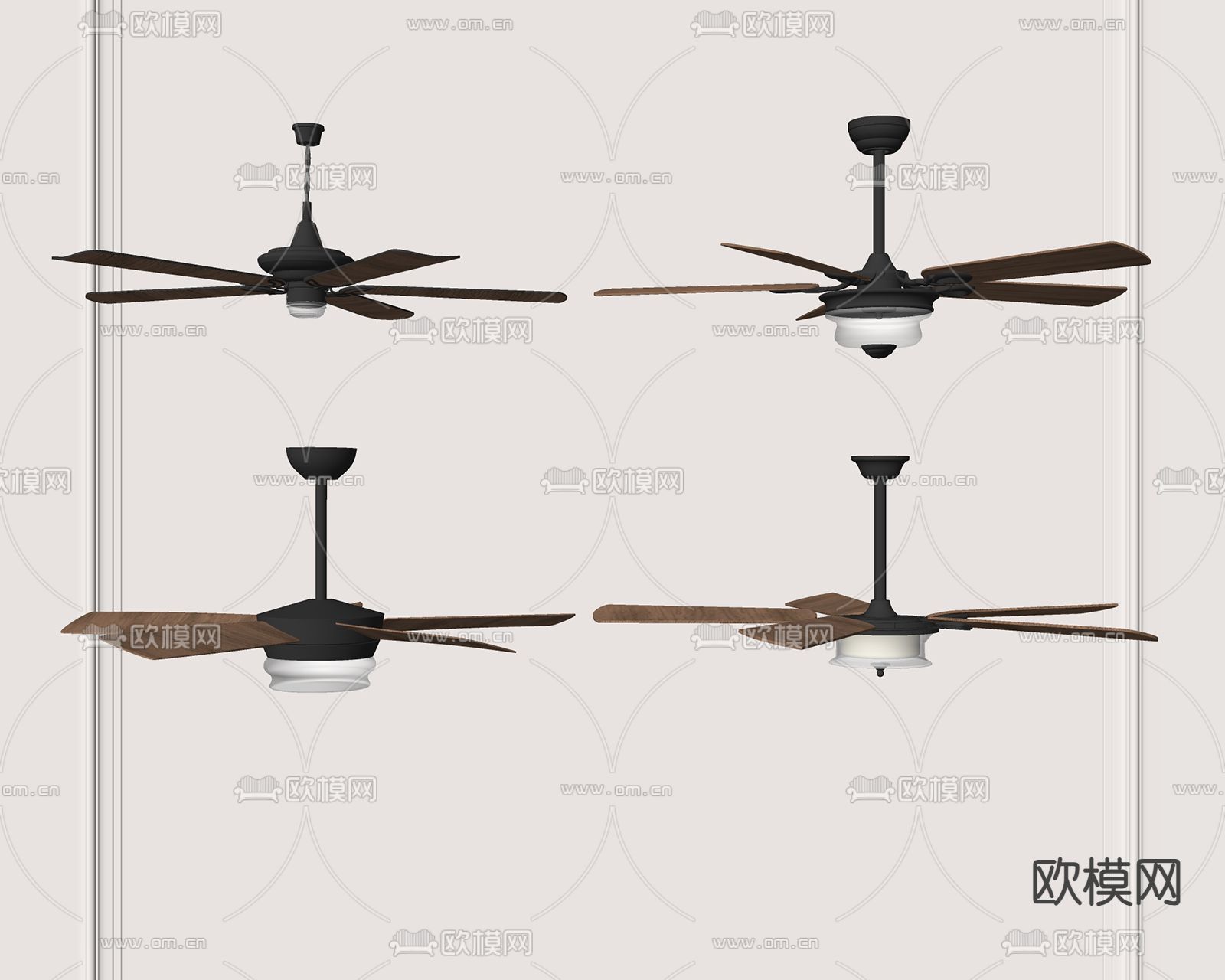 美式风扇 吊灯su模型下载（渲染图2）