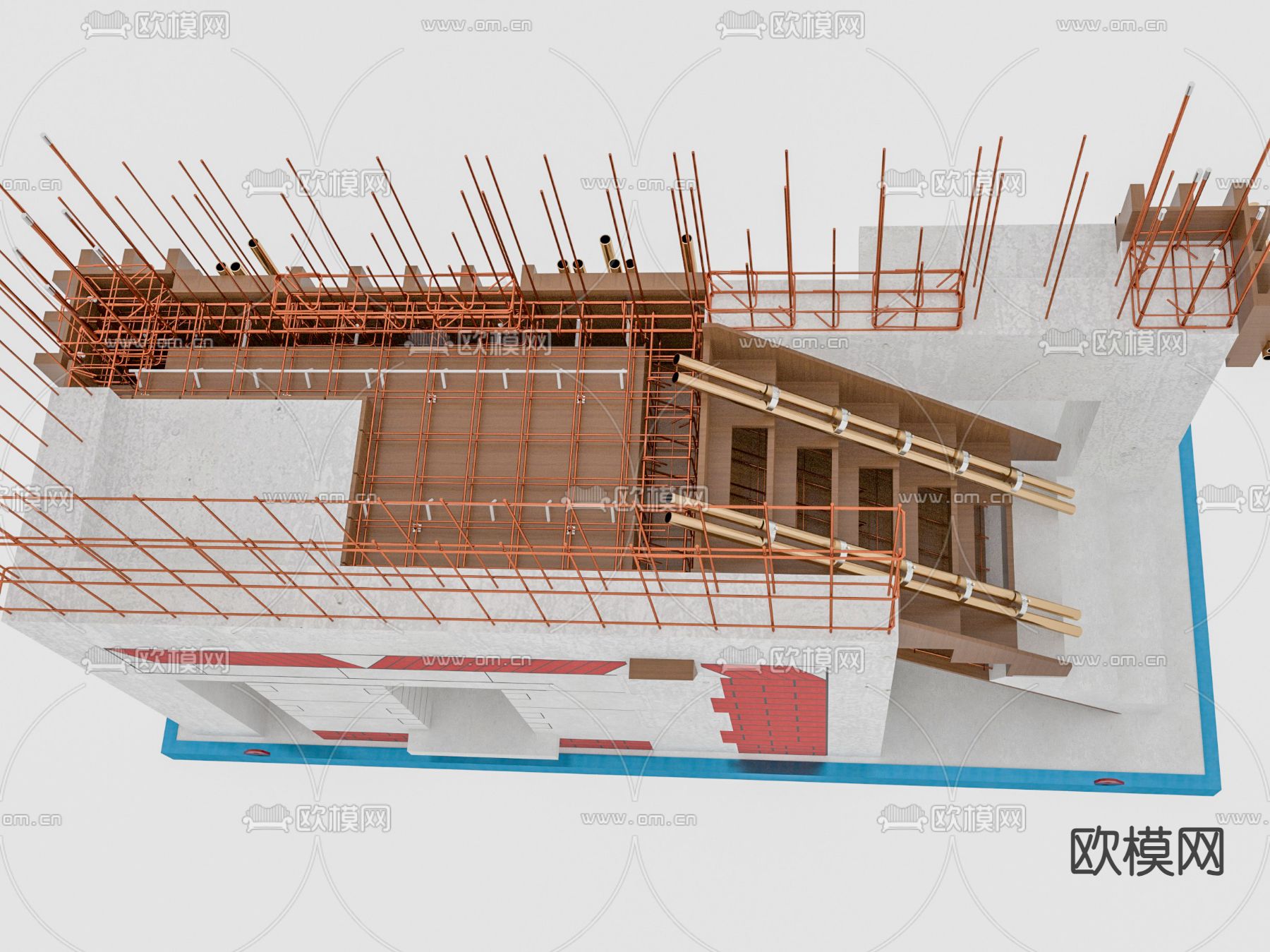 对位螺栓 工地脚手架su模型下载（渲染图3）