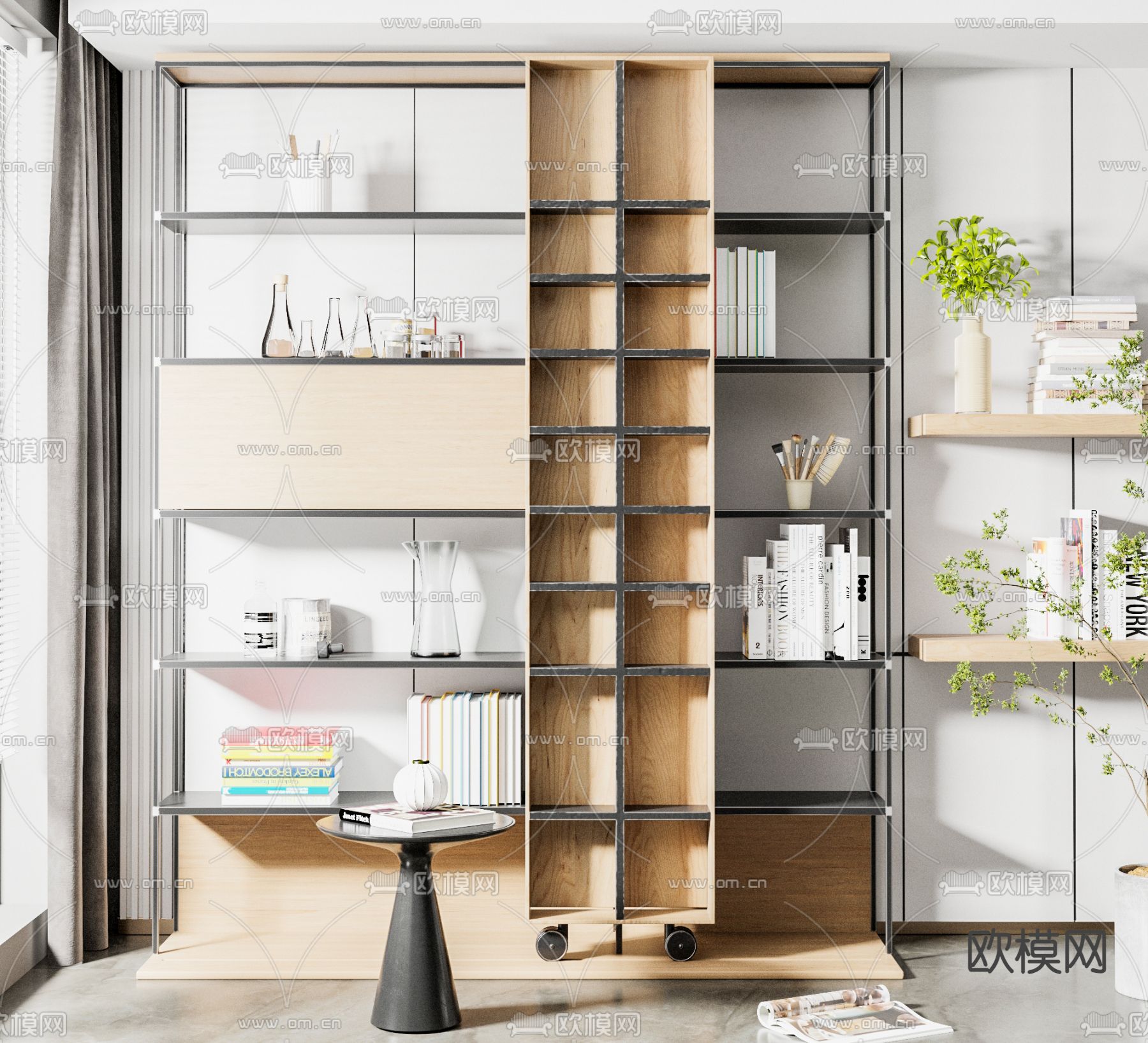现代置物架su模型下载（渲染图1）