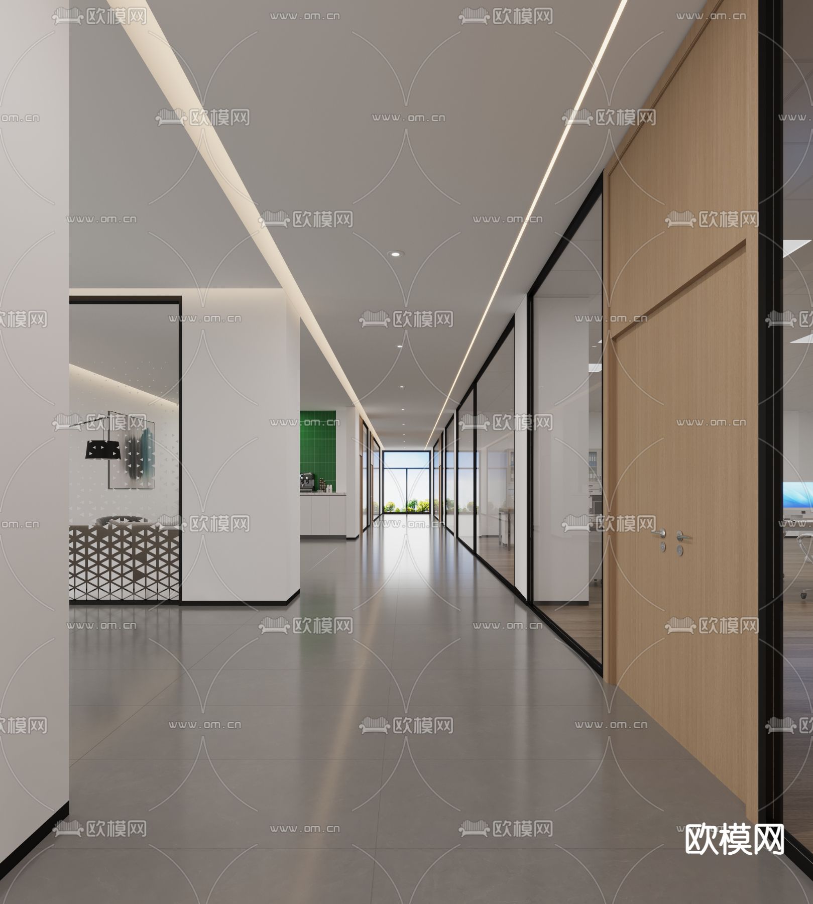 办公室走廊 过道3d模型下载