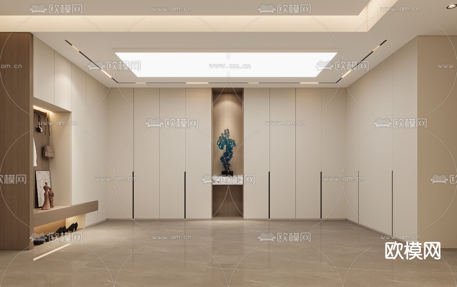 奶油风衣帽间3d模型下载